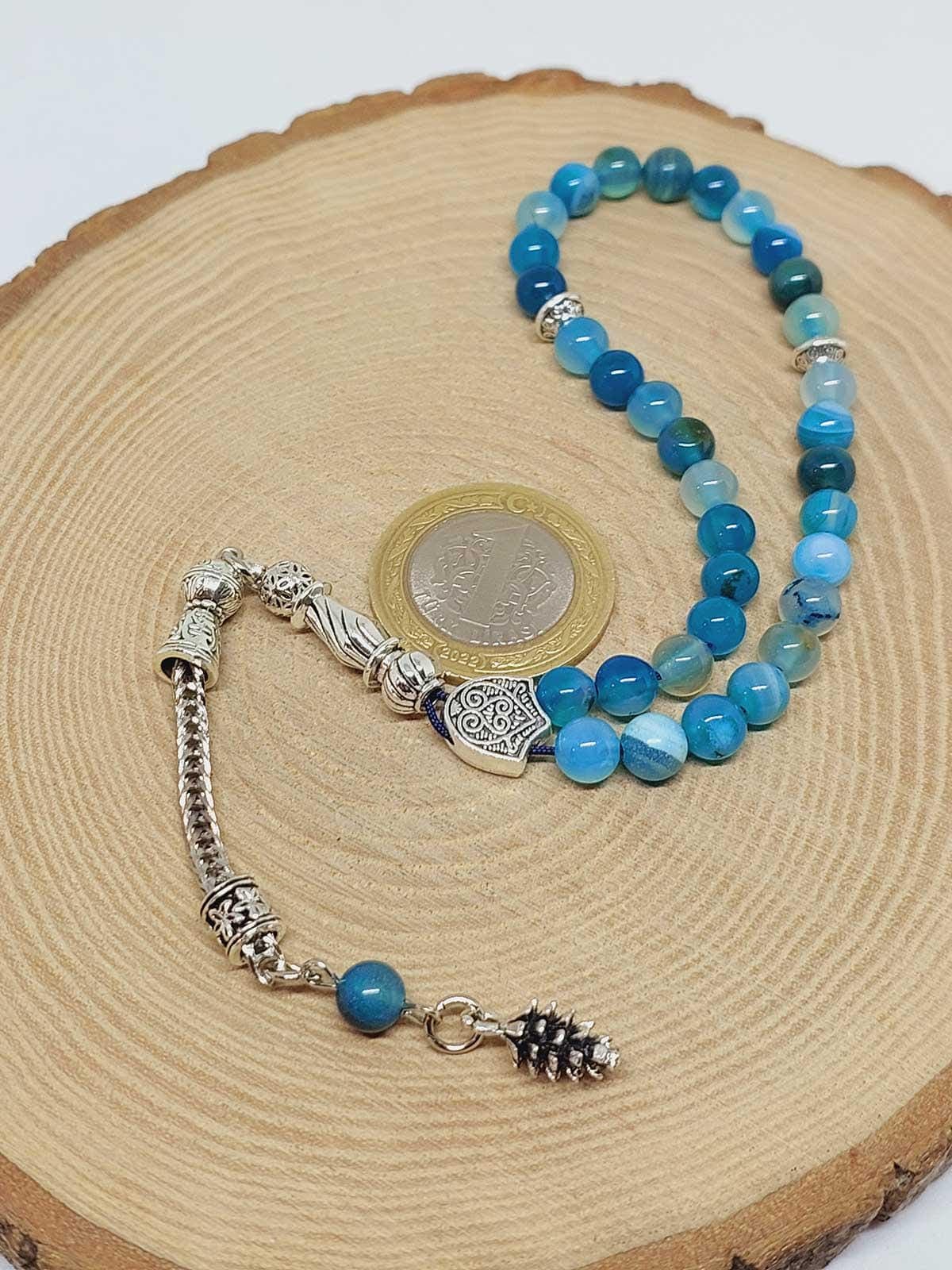 Blue Agate Stone 33 beads Rosary 6mm, Tasbih 33, Natural Stone 33 Beads, Tasbeeh, Misbaha, Tasbih - image 4
