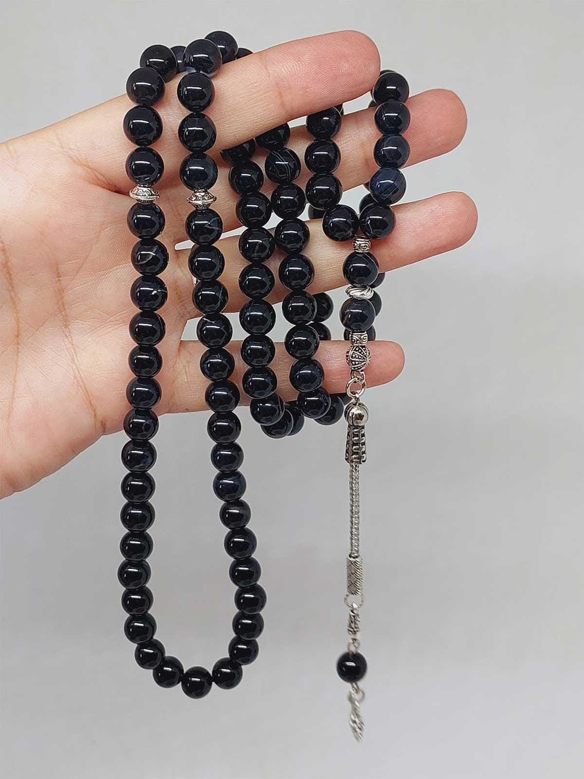 Black Agate Stone 99 beads Rosary 8mm, Tasbih 99, Natural Stone 99 Beads, Tasbeeh, Misbaha, Islamic Prayer Beads, Tasbih, Muslim, Misbah,