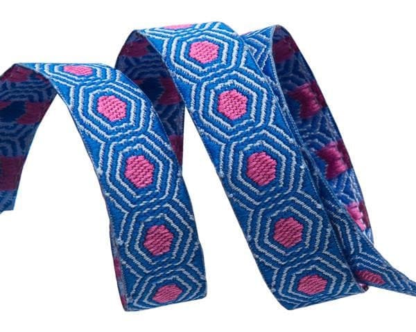 Tula Pink Slow and Steady Tortoise Hexy Dots Ribbon- Raspberry 3/8"
