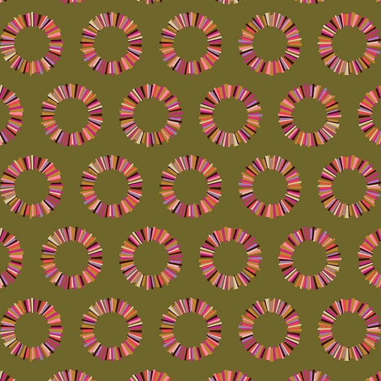 1/2 YD Tula Pink Acacia, Sunset Pinapple, Olive Colorway
