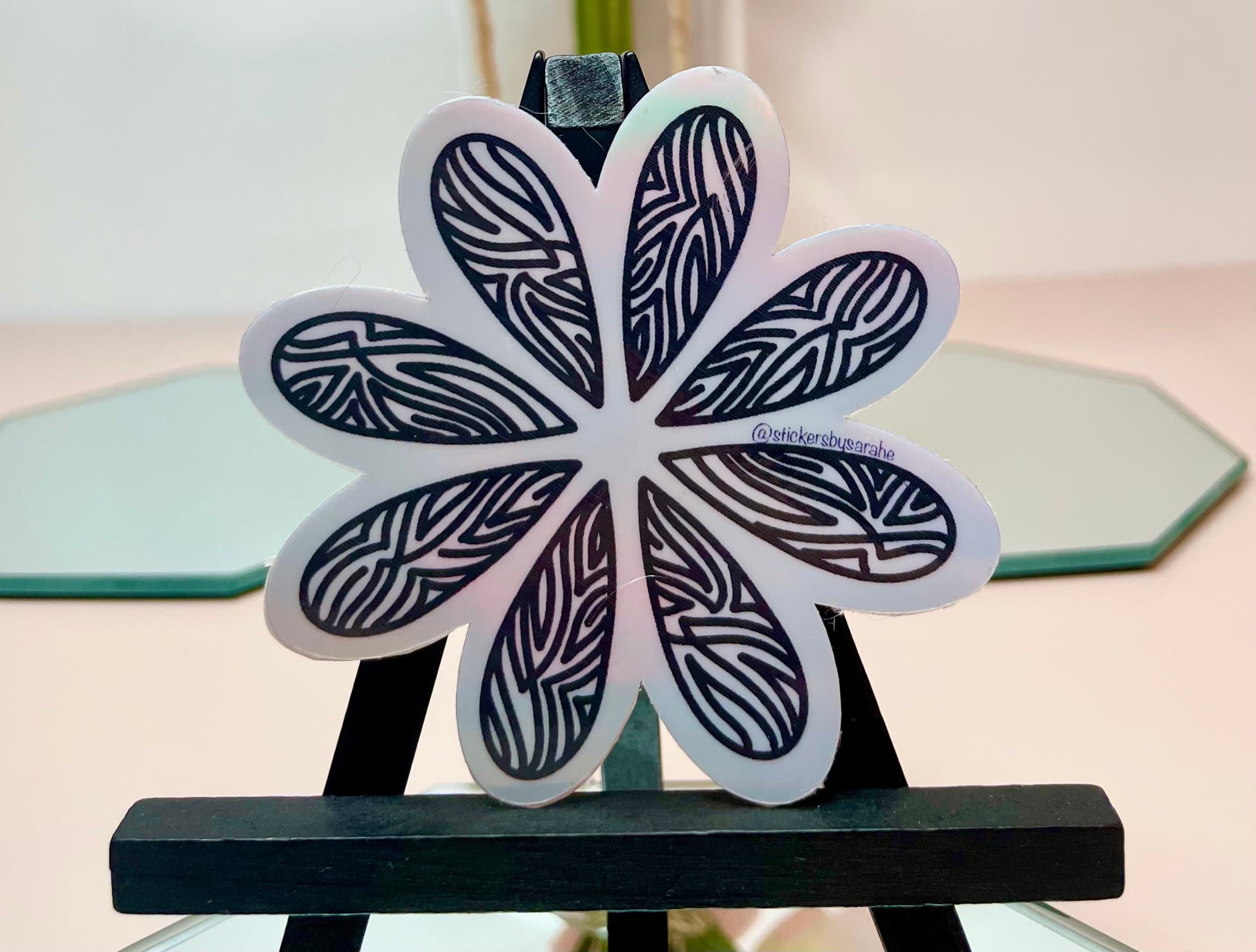 Holographic Abstract flower art waterproof vinyl sticker for laptop | water bottle sticker | hydroflask sticker | tablet sticker | - image 3