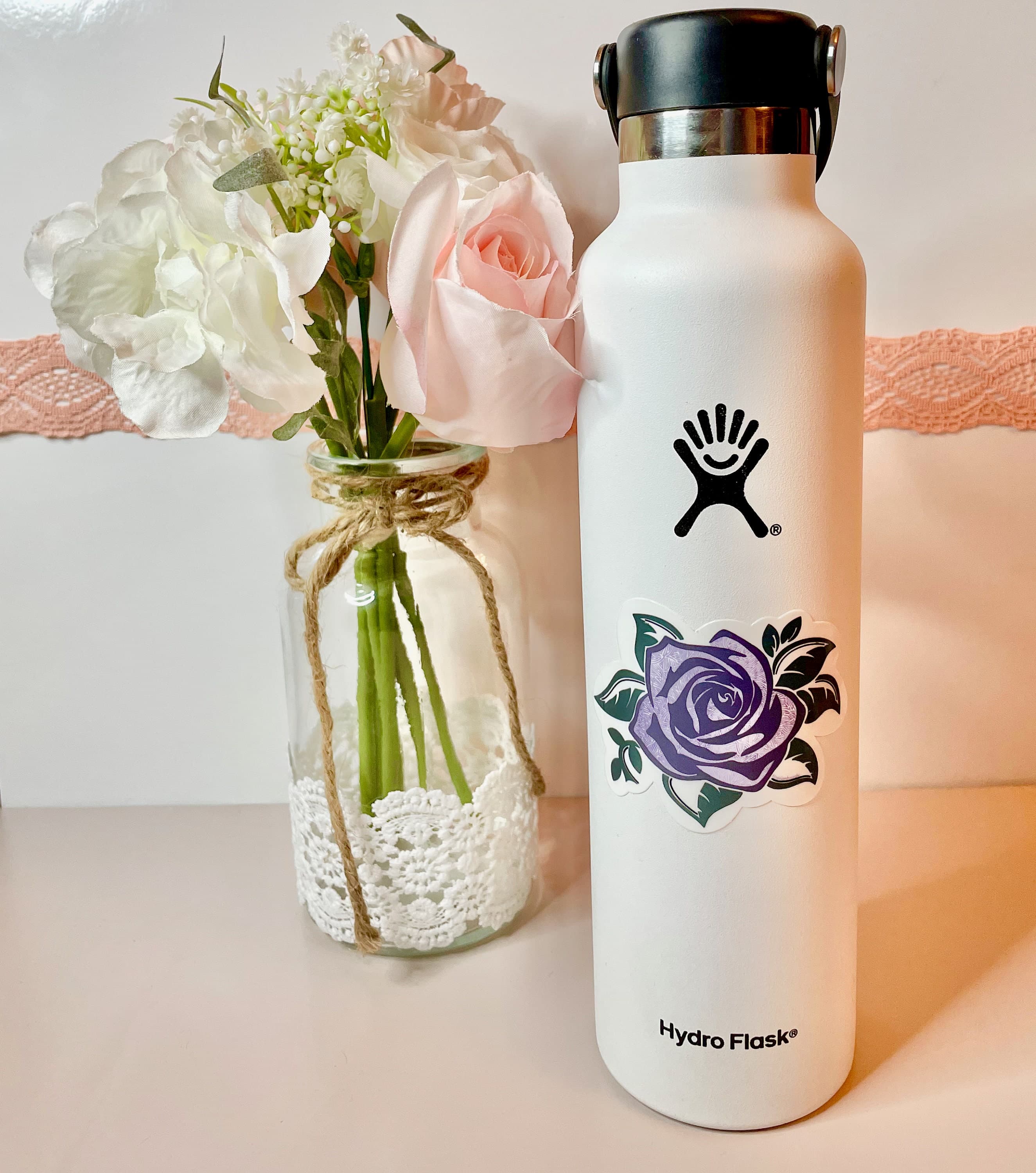 Purple rose waterproof vinyl sticker for laptop | rose water bottle sticker | flower hydroflask sticker | flower tablet sticker | - image 5