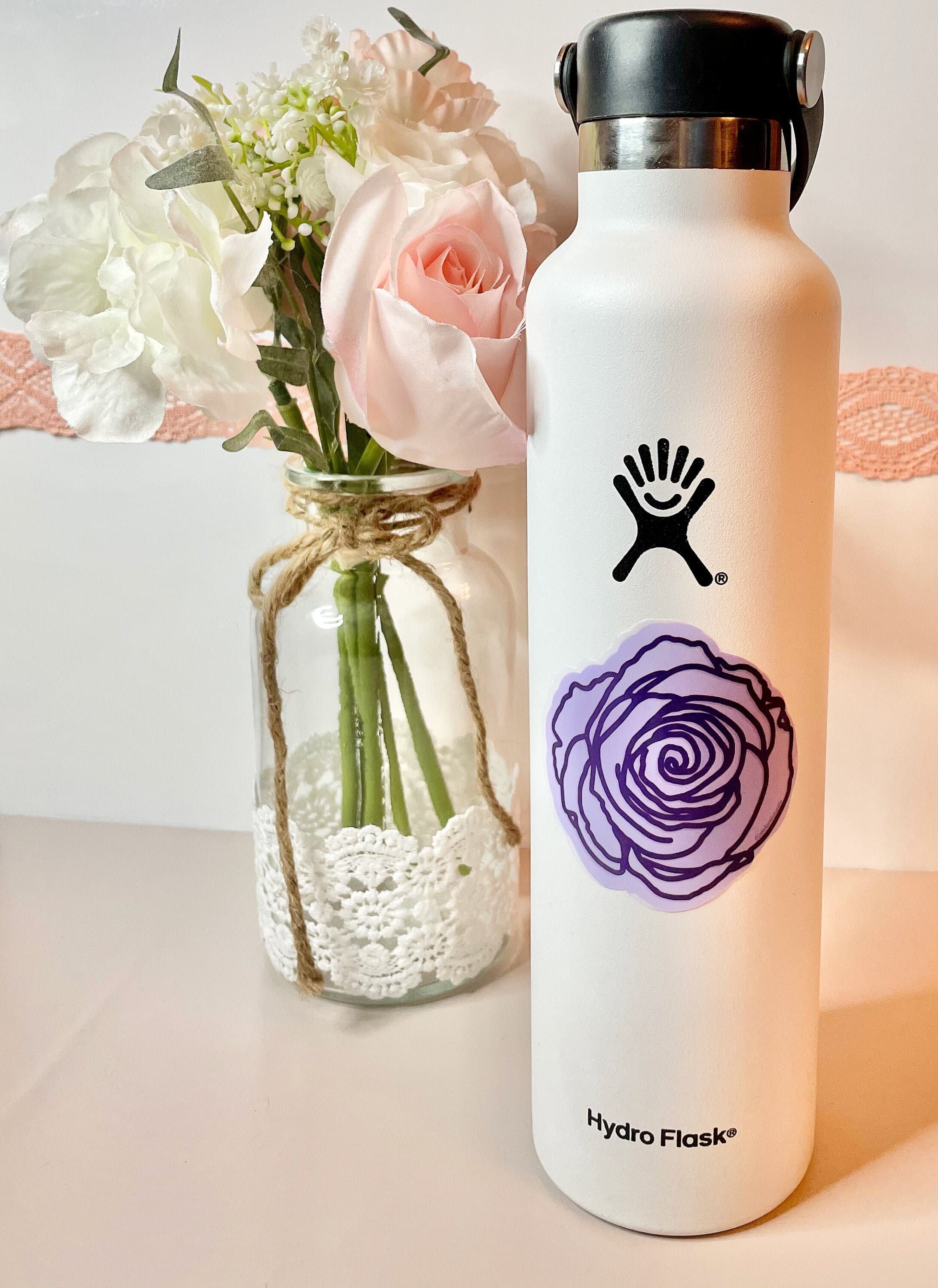Rose floral waterproof vinyl sticker for laptop | flower water bottle sticker | purple hydroflask sticker | tablet sticker | - image 5