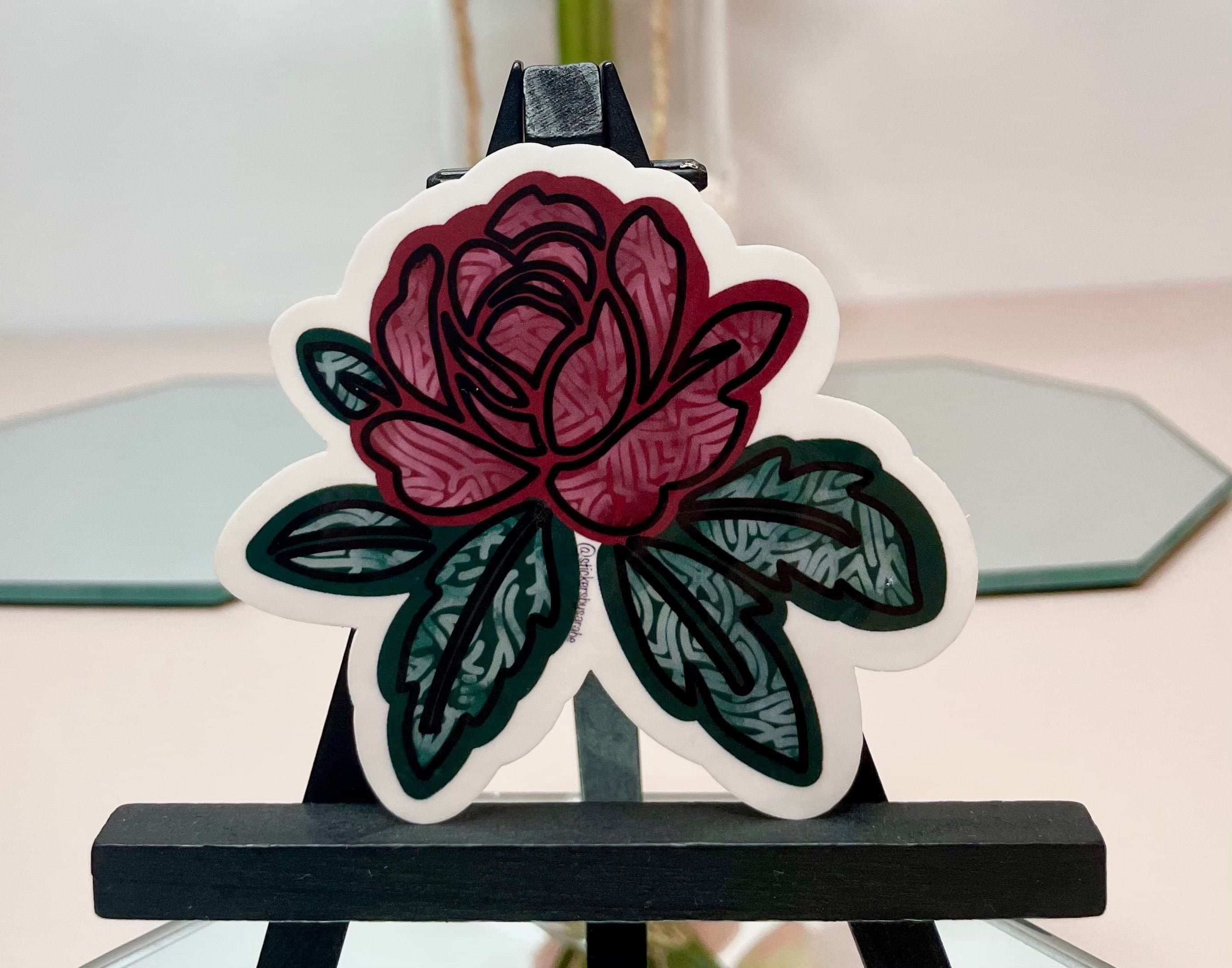 Red rose waterproof vinyl sticker for laptop, red flower water bottle sticker, flower hydroflask sticker, rose tablet sticker | - image 4