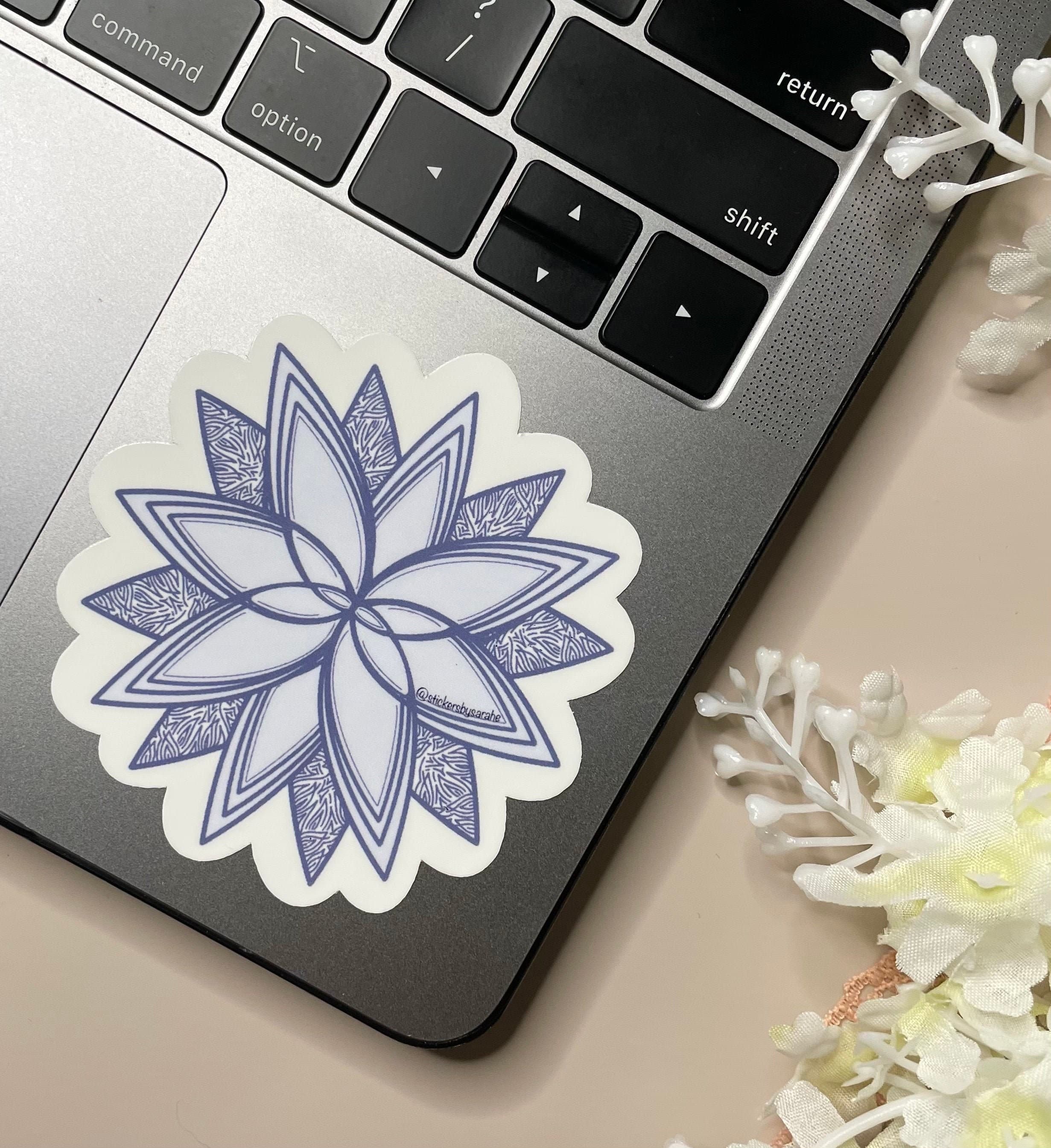 Blue abstract mandala waterproof vinyl sticker for laptop | water bottle sticker | hydroflask sticker | tablet sticker | - image 3
