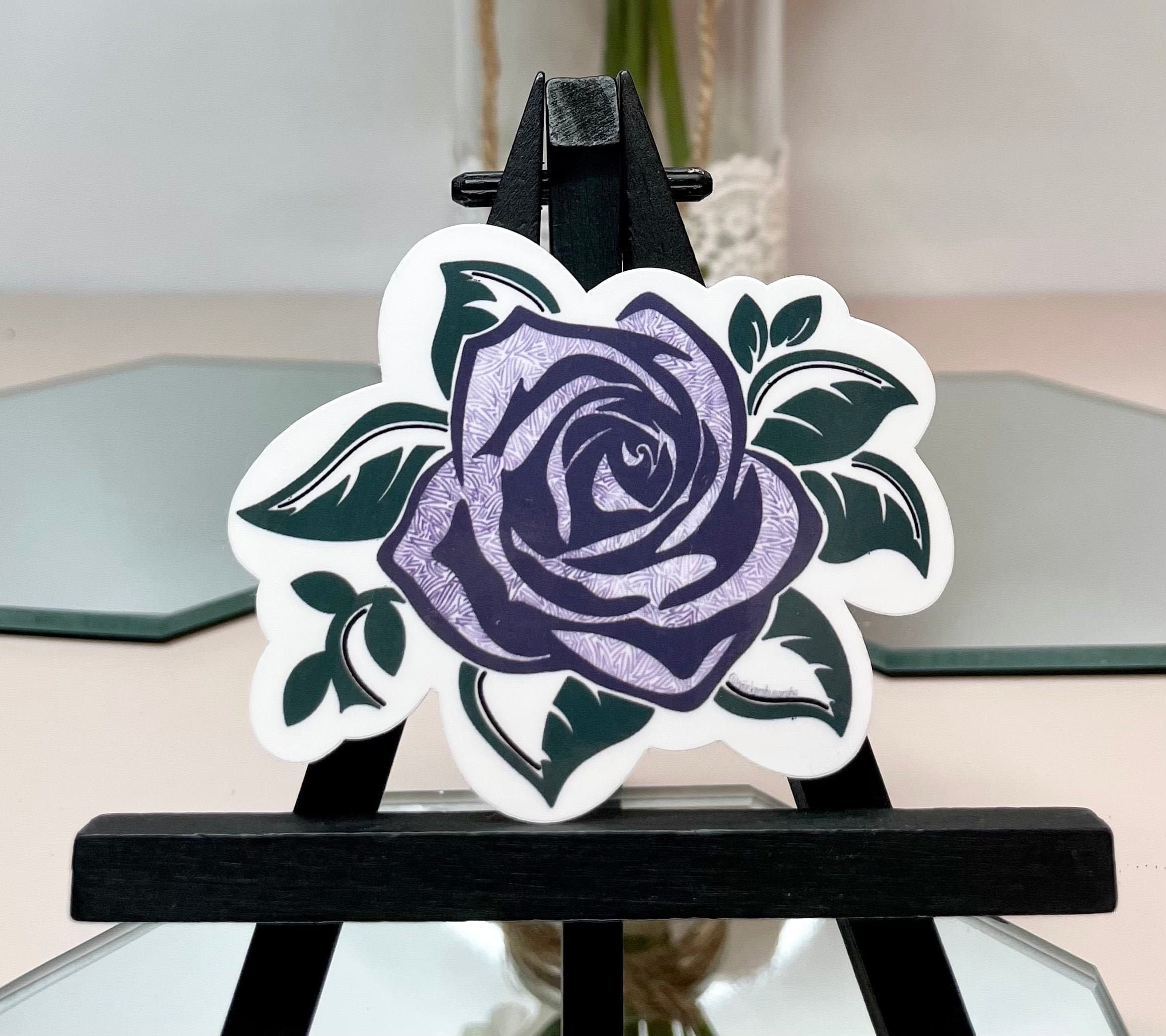 Purple rose waterproof vinyl sticker for laptop | rose water bottle sticker | flower hydroflask sticker | flower tablet sticker | - image 4