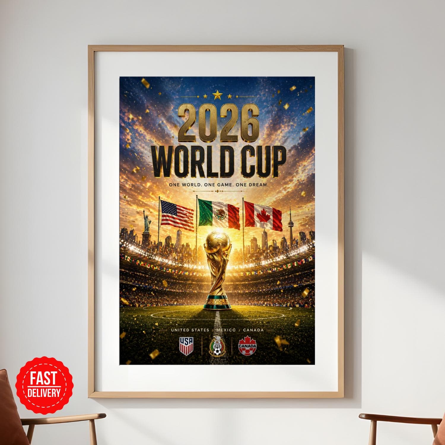 World Cup Poster Print 2026, Soccer Football World Cup Poster 2026, Soccer Gift, Vintage World Cup Soccer Poster (Unframed Print) - image 4