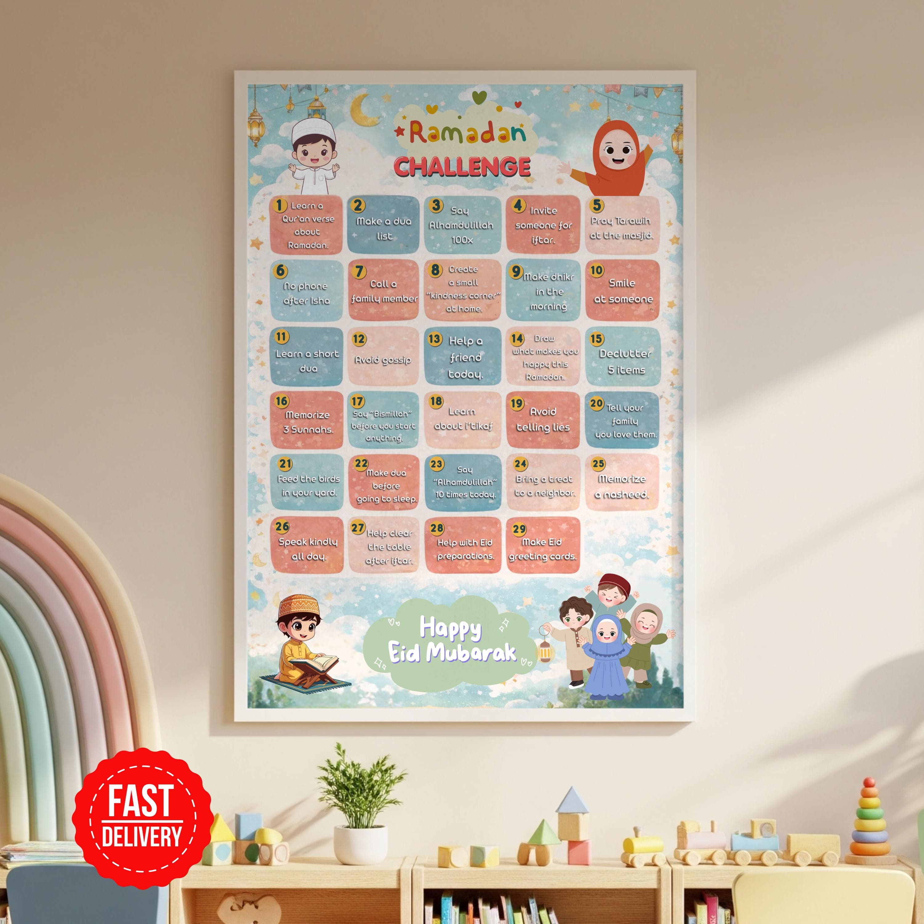 Ramadan Challenge Poster for Kids, Kids Ramadan Activity Calendar, Ramadan Deeds Poster for Children, Ramadan Gift for Kids