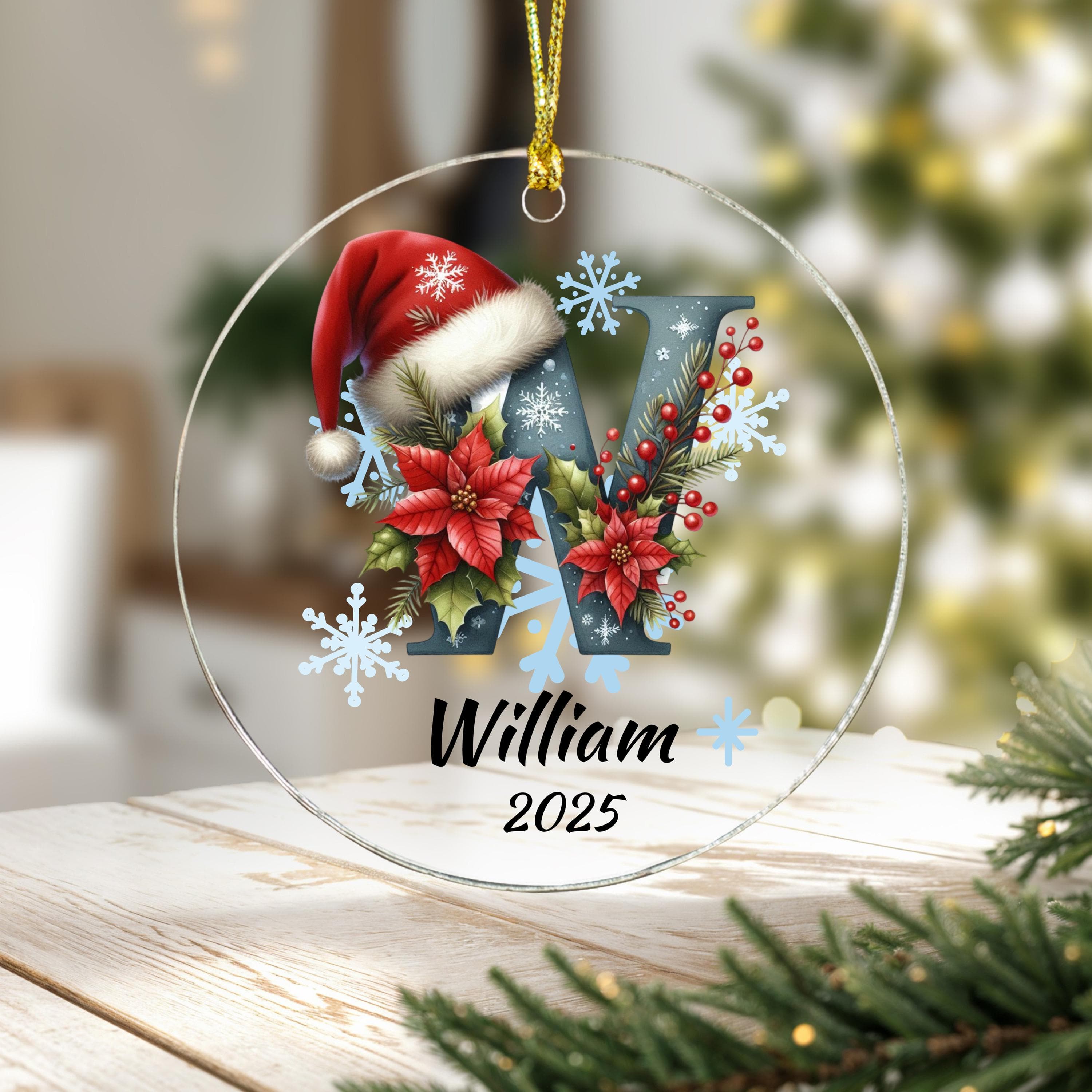 Personalized Santa Coquina Initial Christmas Ornament: Custom Letter Keepsake with name, Kids Name Initial Letter Xmas gifts - image 4