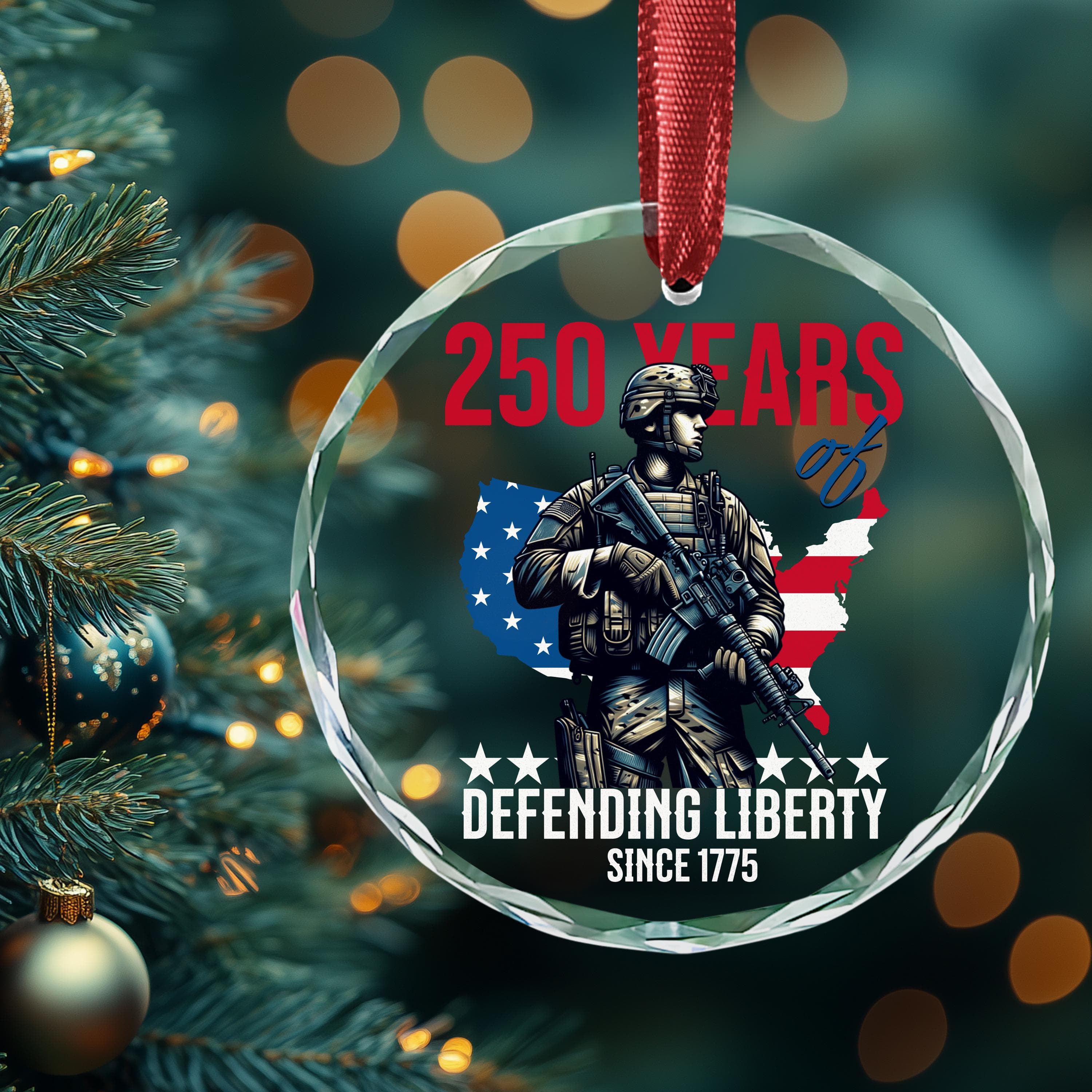 250 years anniversary United States of America Glass Ornament, Home Decor American Independence Xmas