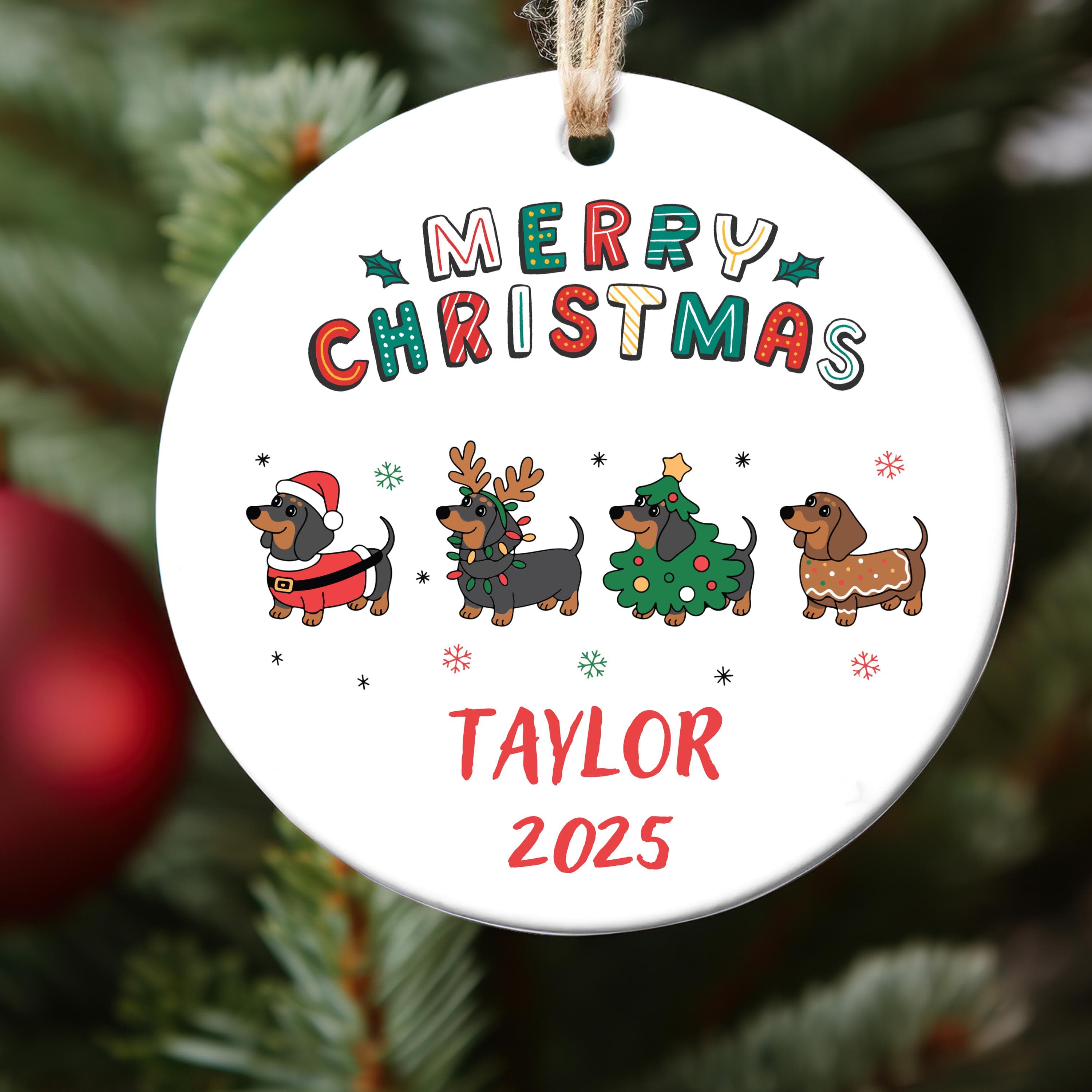 Personalized Dachshund Christmas Ornament: Dachshund Lovers Gift, Dachshund Ornament 2025