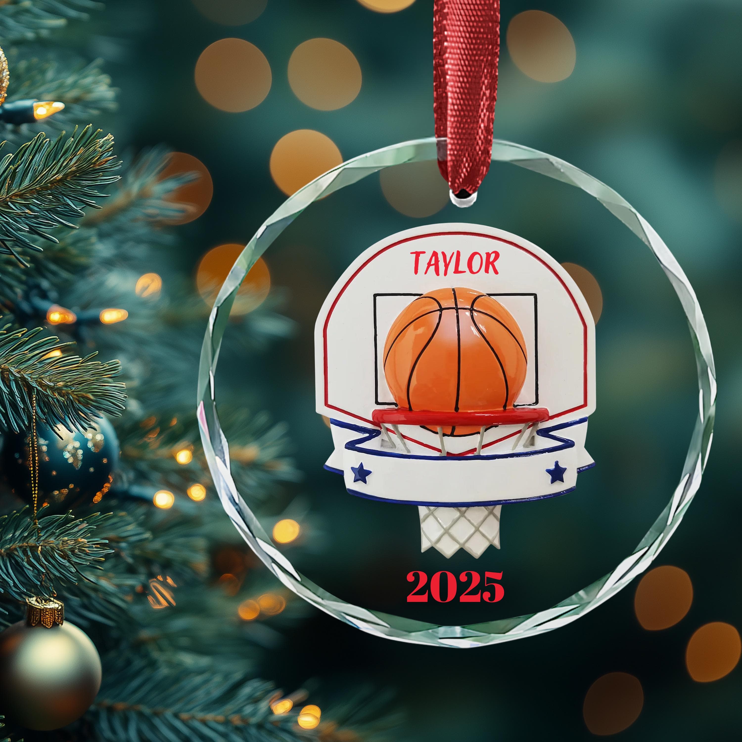 Basketball Backboard & Ball Personalized Christmas Ornament, 2025 Gift for Him Her Basketball,Custom Basketball Backboard Ornament with Name - image 5