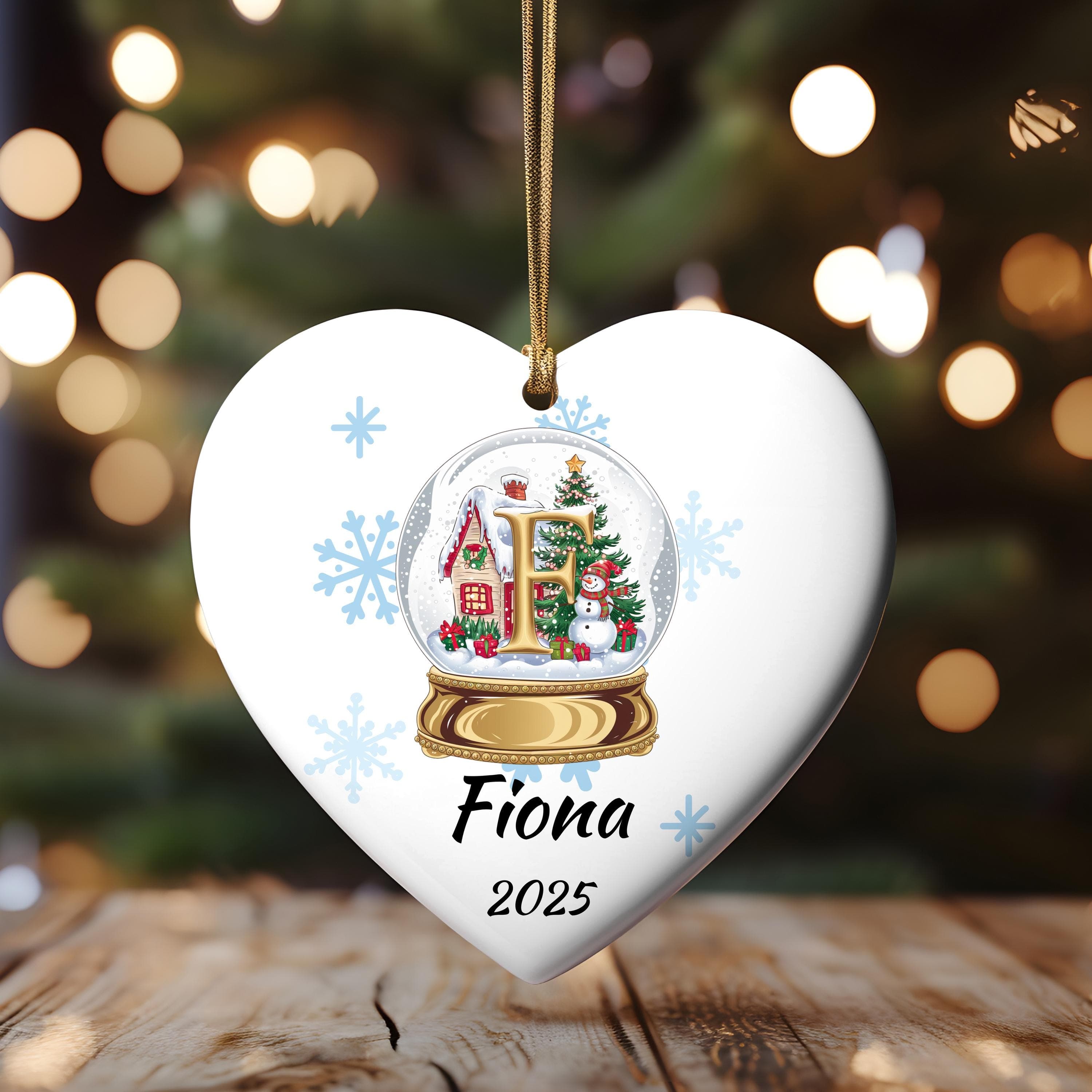 Personalized Snow Globe Initial Christmas Ornament: Custom Letter Keepsake with name, Kids Name Initial Letter Xmas gifts - image 3