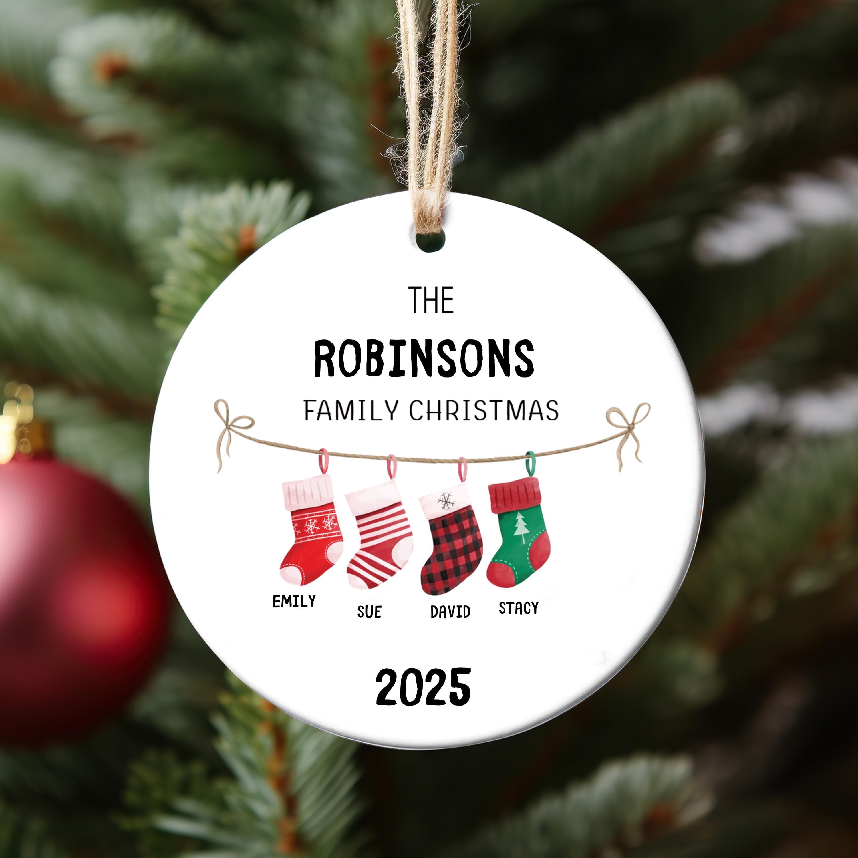Socks Family Ornament, 2025 Family Christmas Ornament, Name Stocking, Family of Five Personalized Christmas Ornament Bundle, New Family Gift