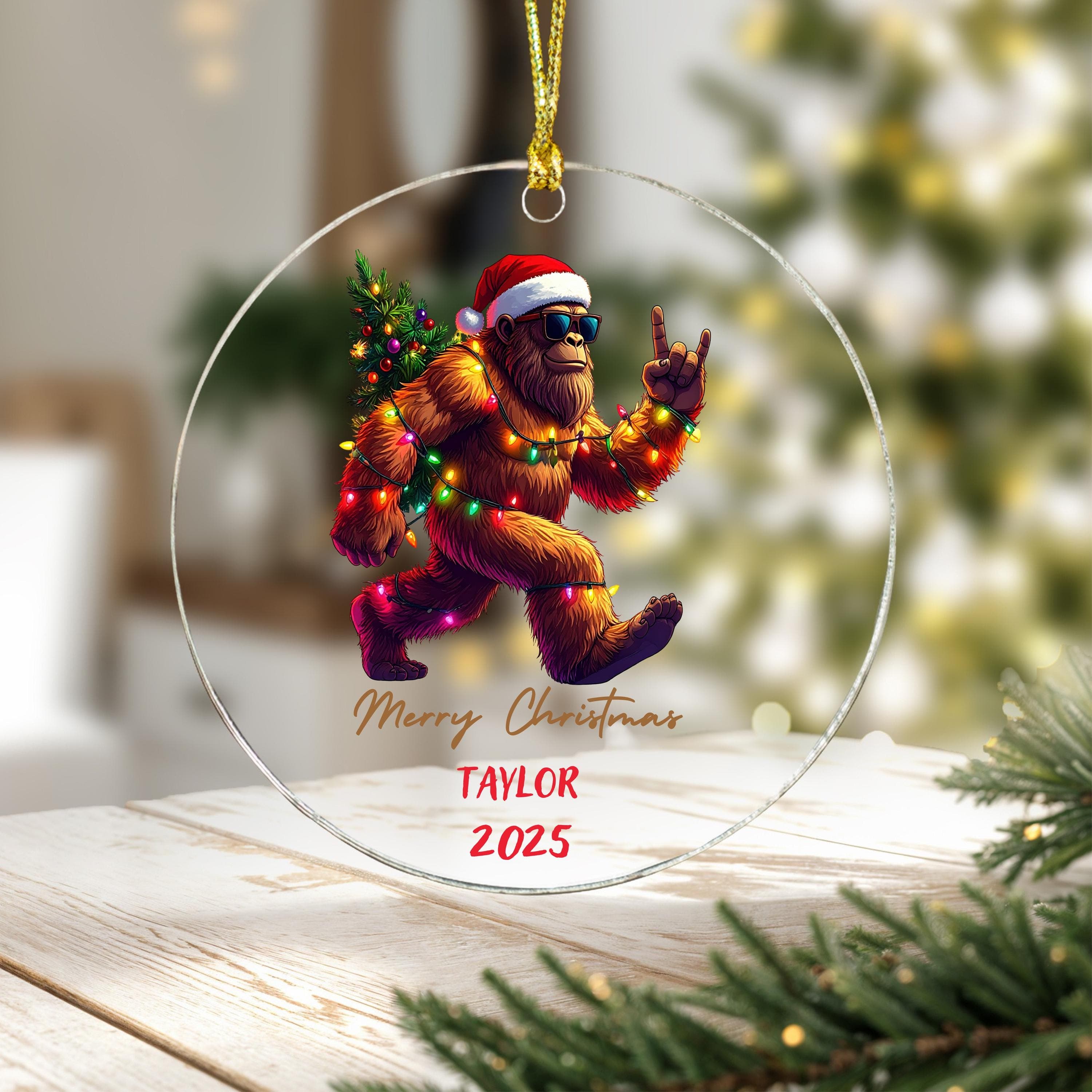 Bigfoot Christmas Ornament, Bigfoot Merry Christmas ornament, Bigfoot Tyalor ornament - image 4