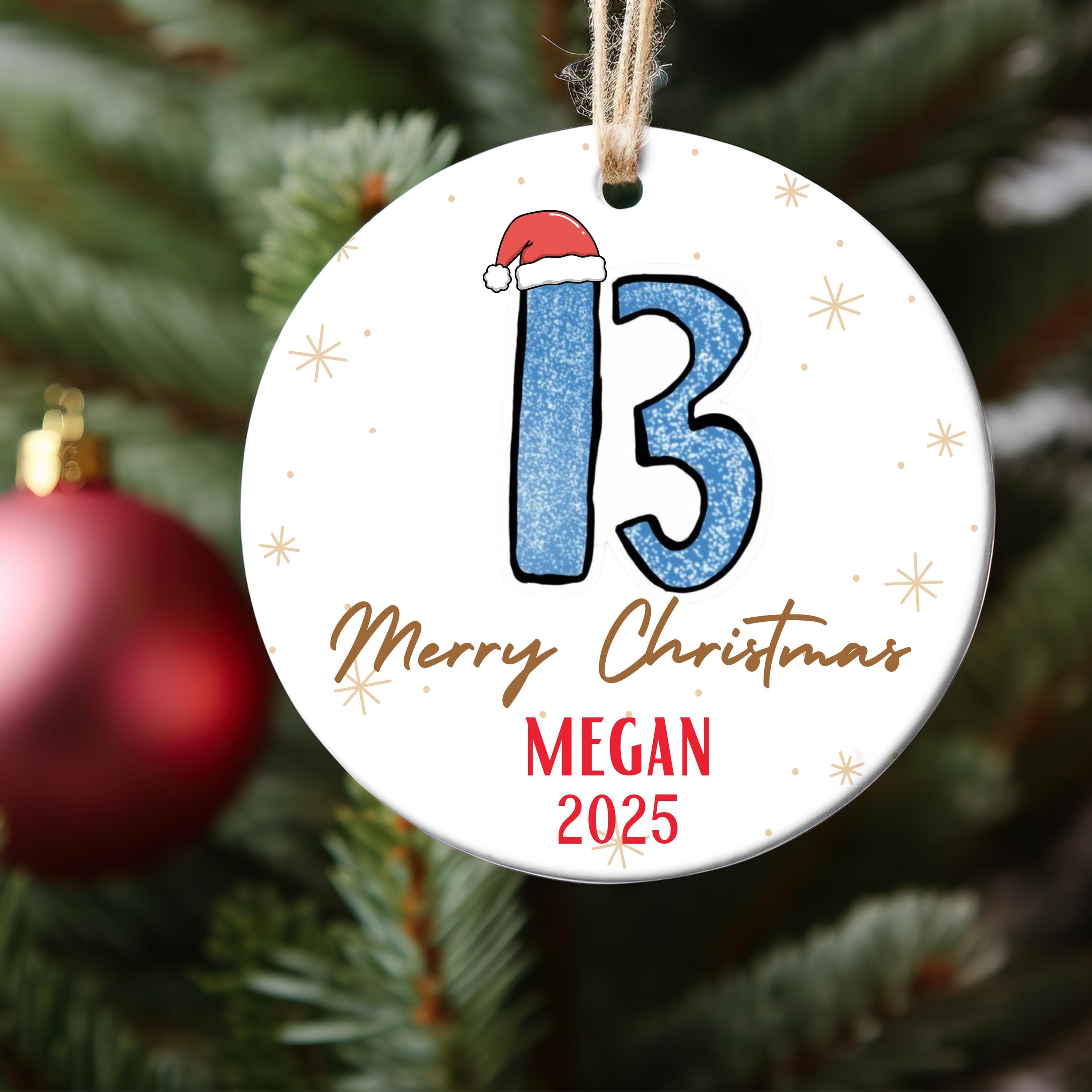 Personalized 13 Christmas Ornament, Custom 13 Keepsake, 13 Lucky Number  Ornament