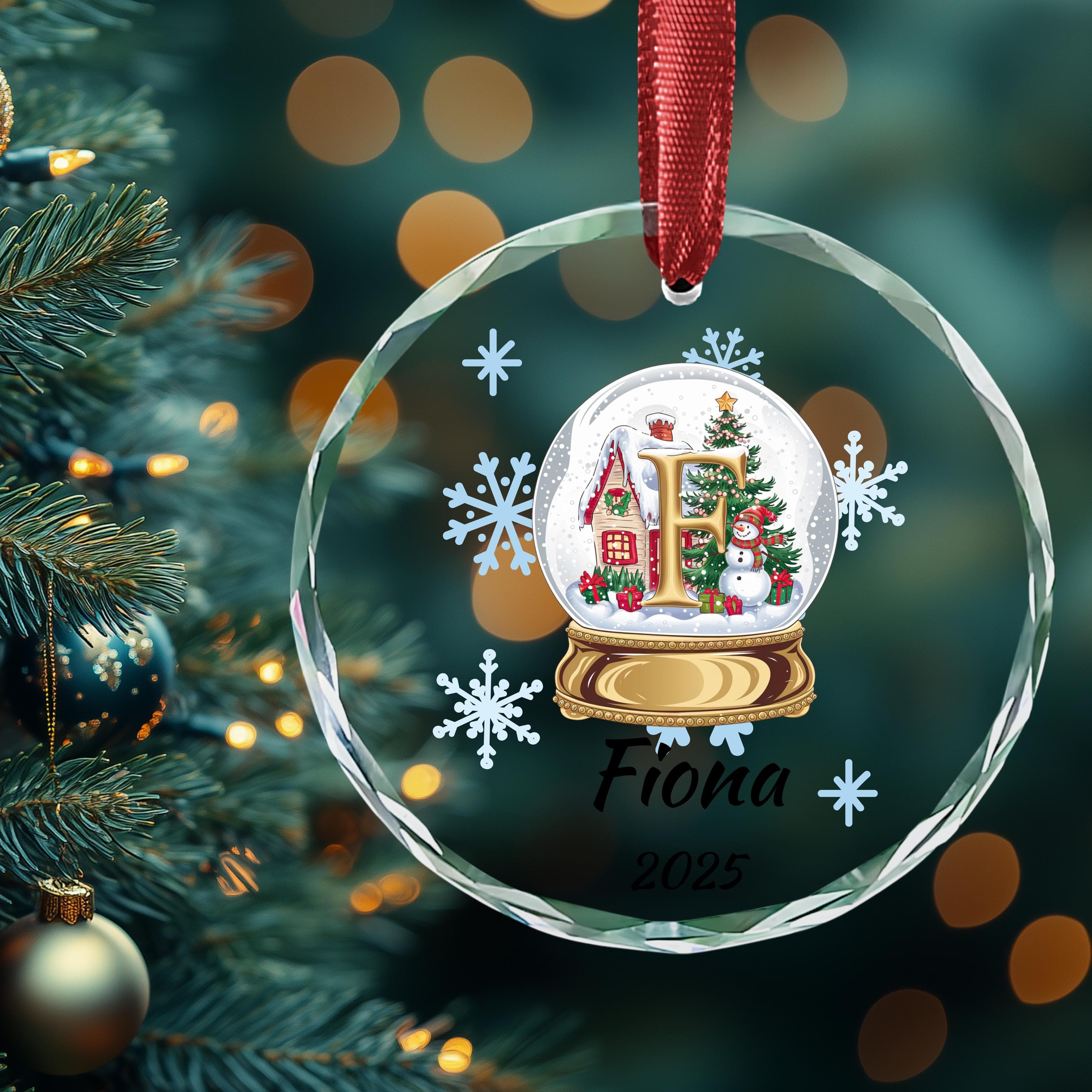 Personalized Snow Globe Initial Christmas Ornament: Custom Letter Keepsake with name, Kids Name Initial Letter Xmas gifts - image 5