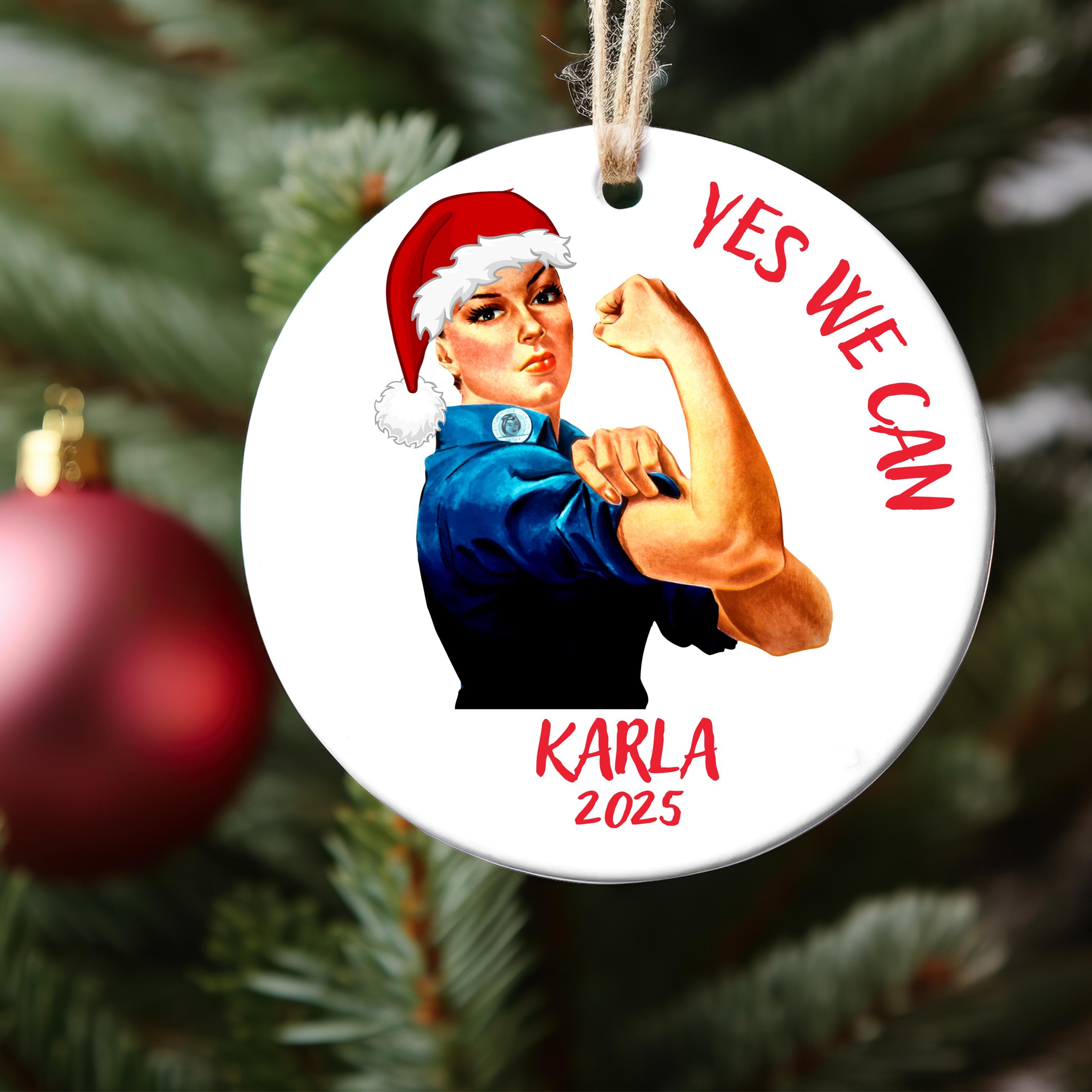 Personalized Girl Power  Christmas Ornament, Yes We Can Ornament