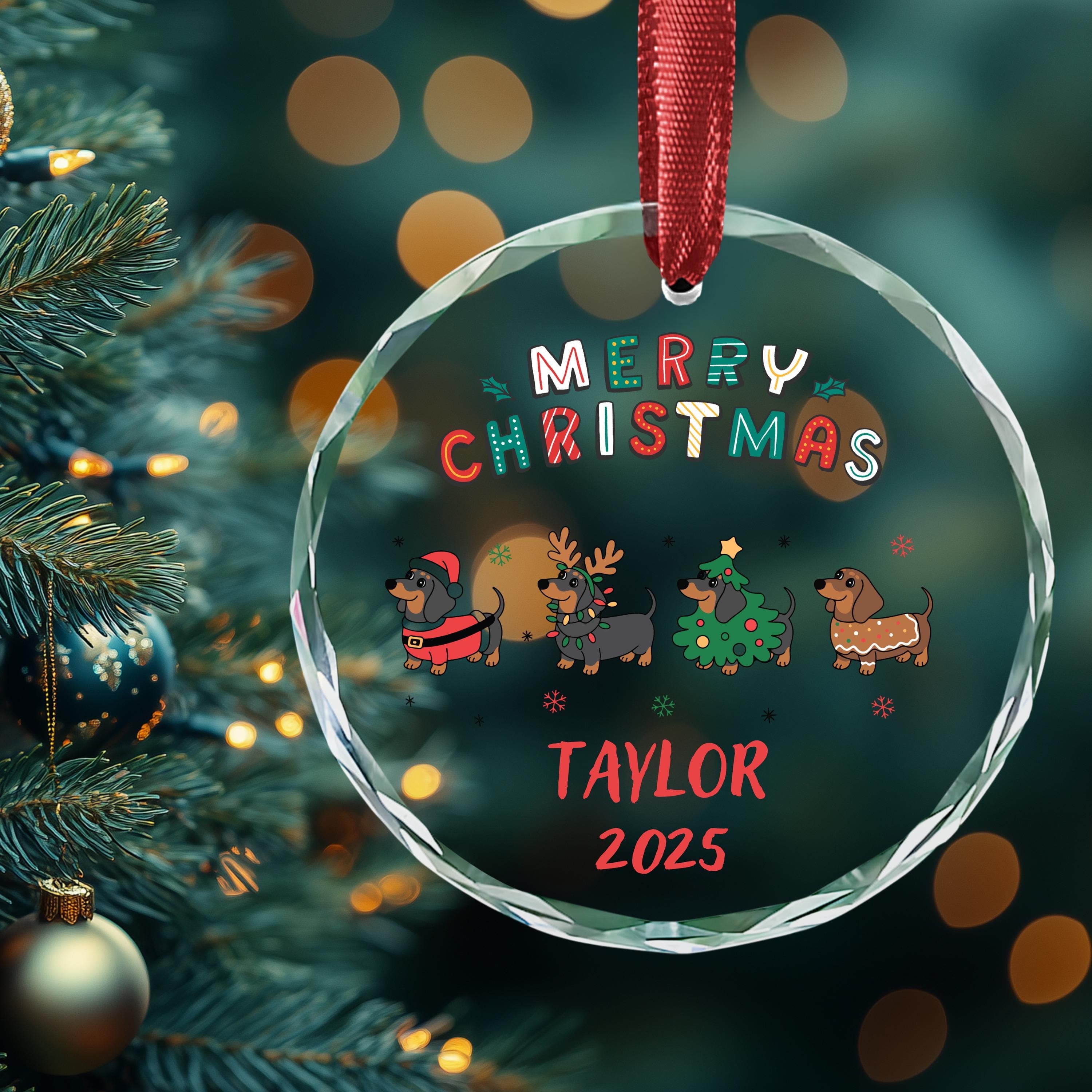 Personalized Dachshund Christmas Ornament: Dachshund Lovers Gift, Dachshund Ornament 2025 - image 5