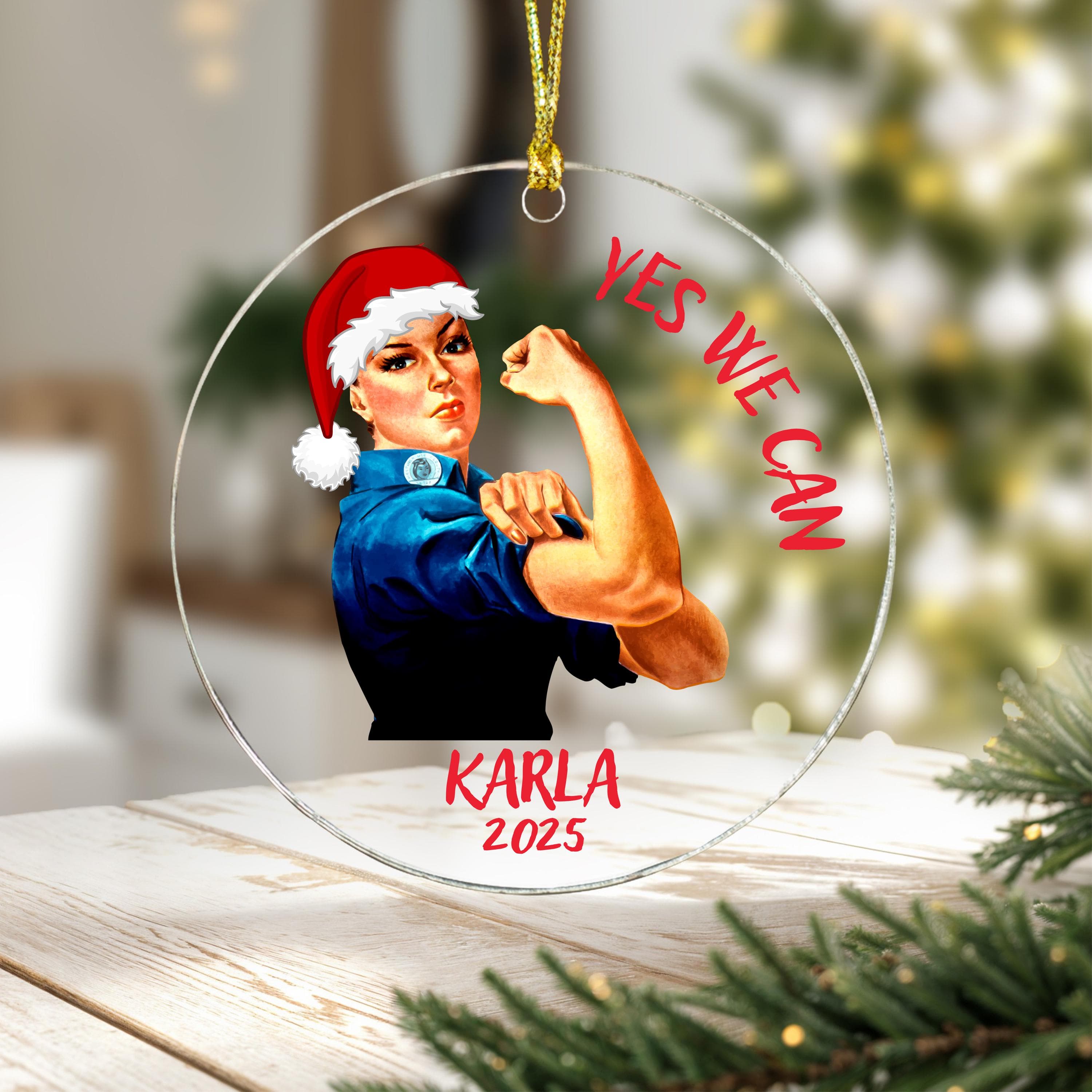 Personalized Girl Power  Christmas Ornament, Yes We Can Ornament - image 4