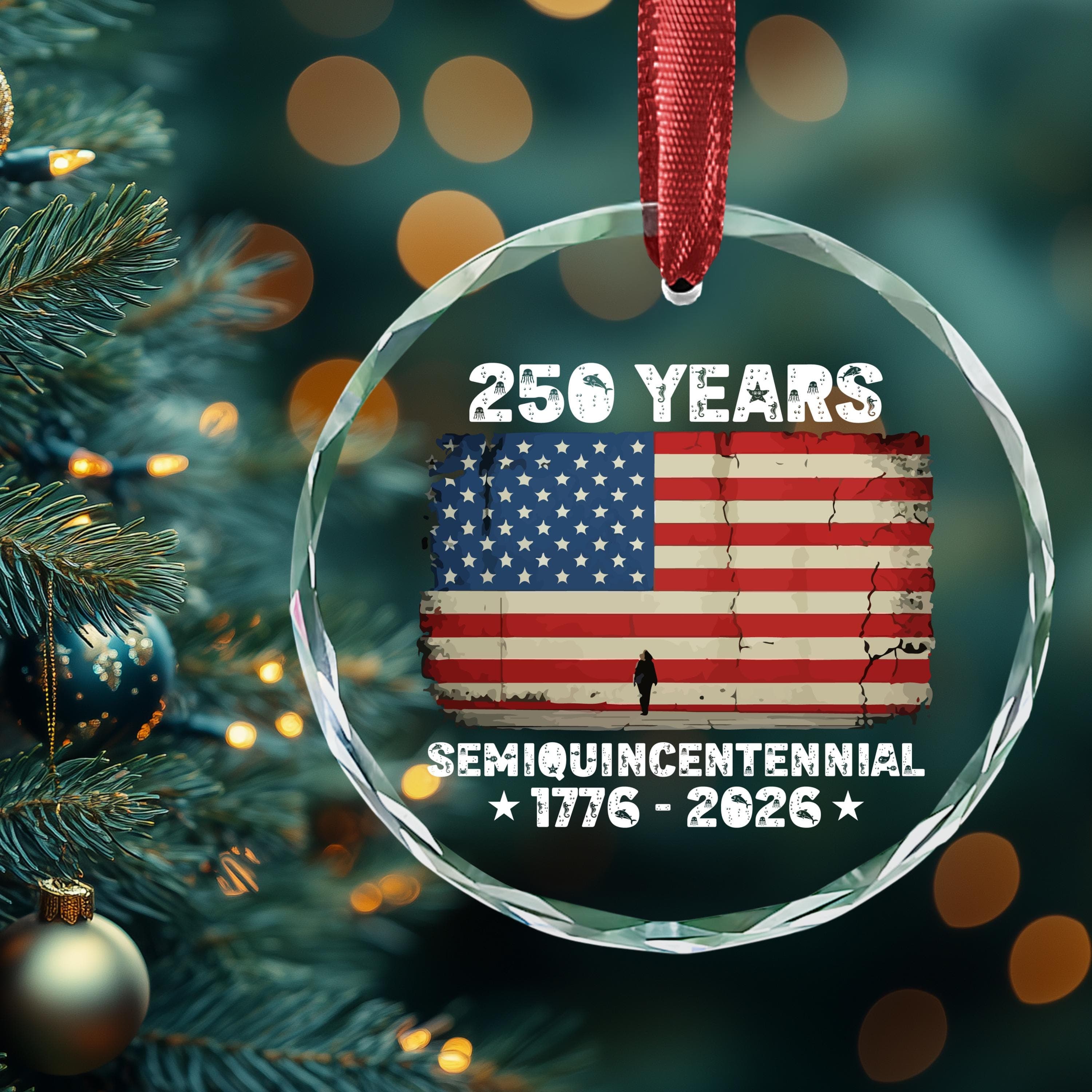 250 years anniversary United States of America Acrylic, Glass Ornament, Home Decor American Independence Xmas