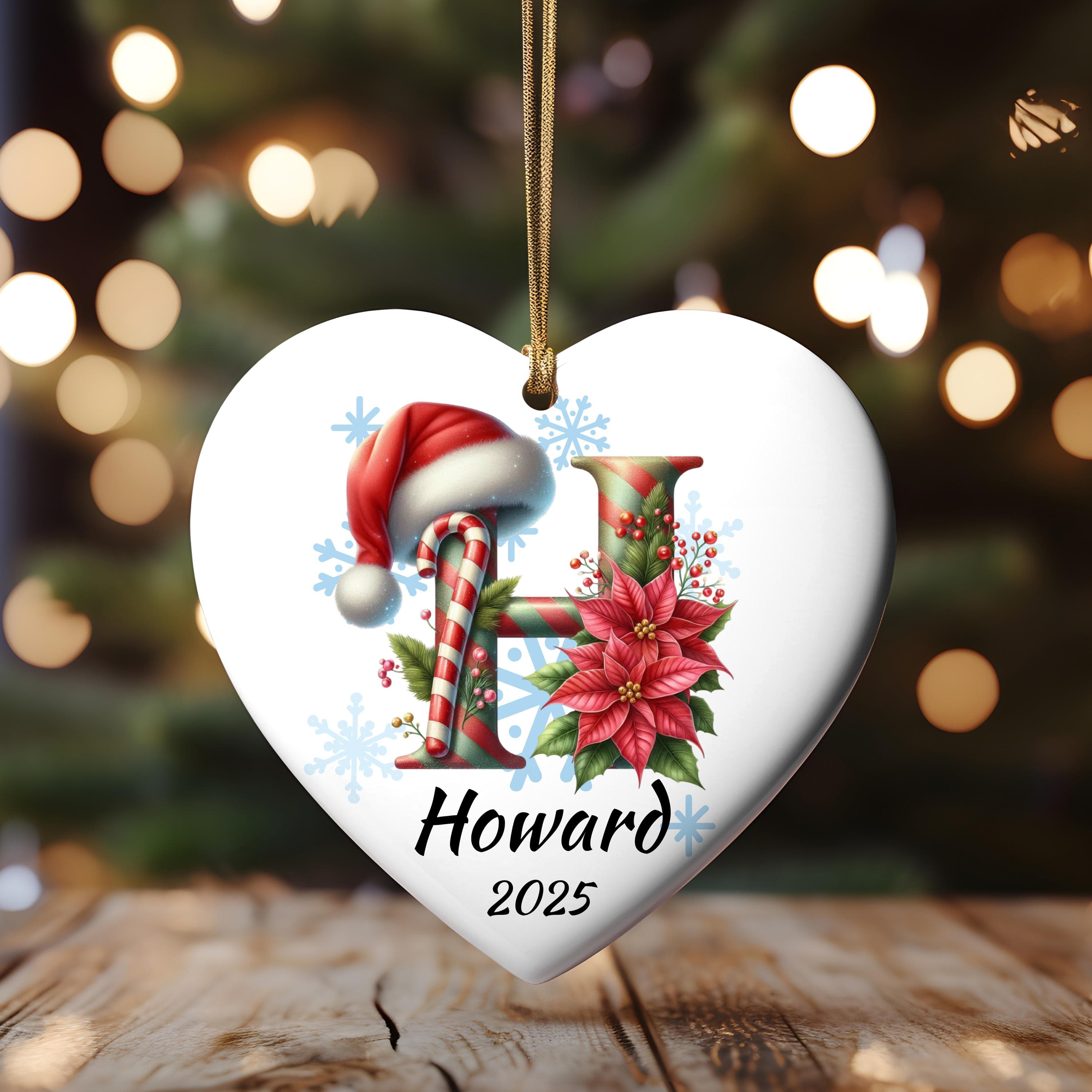 Personalized Santa Coquina Initial Christmas Ornament: Custom Letter Keepsake with name, Kids Name Initial Letter Xmas gifts - image 3