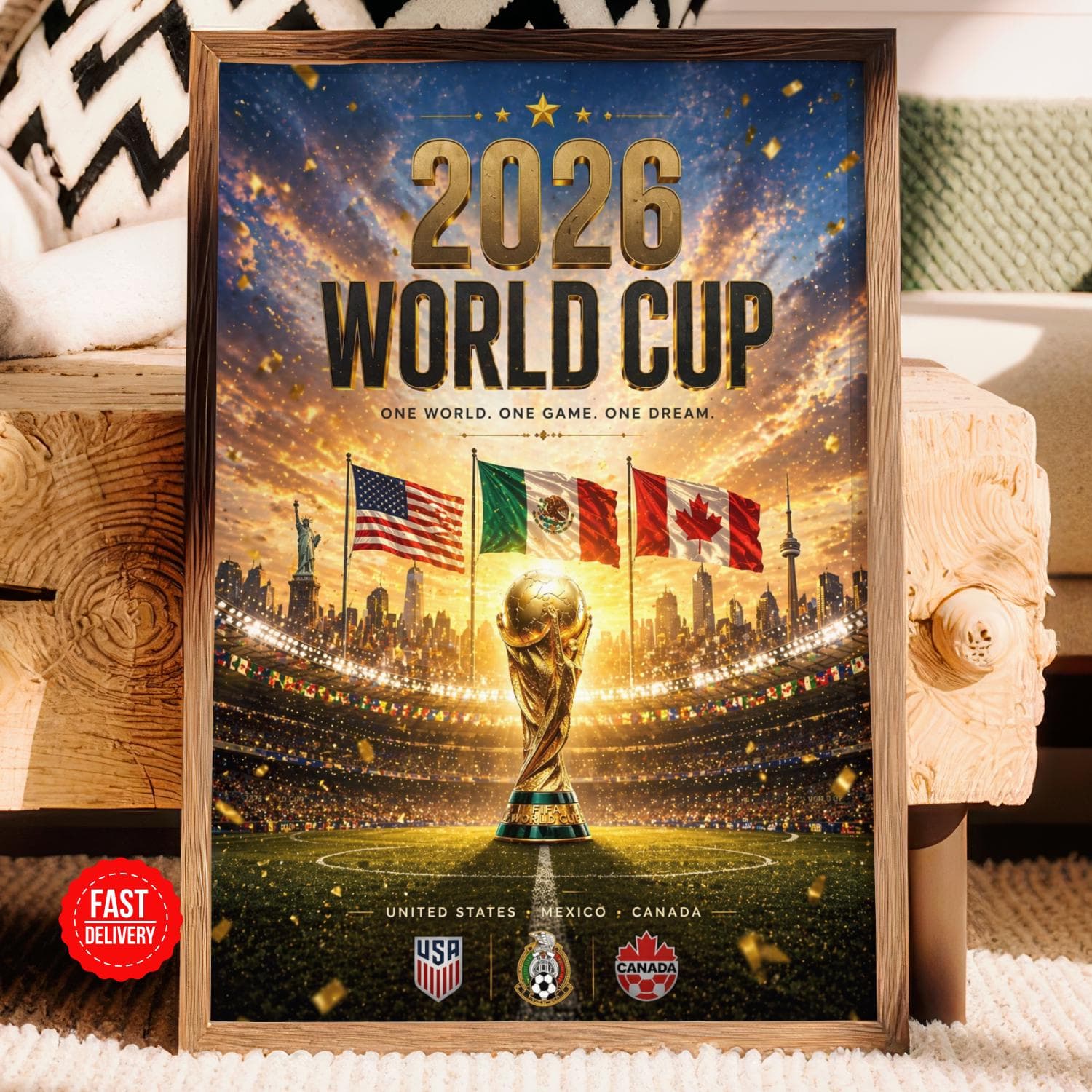 World Cup Poster Print 2026, Soccer Football World Cup Poster 2026, Soccer Gift, Vintage World Cup Soccer Poster (Unframed Print) - image 5