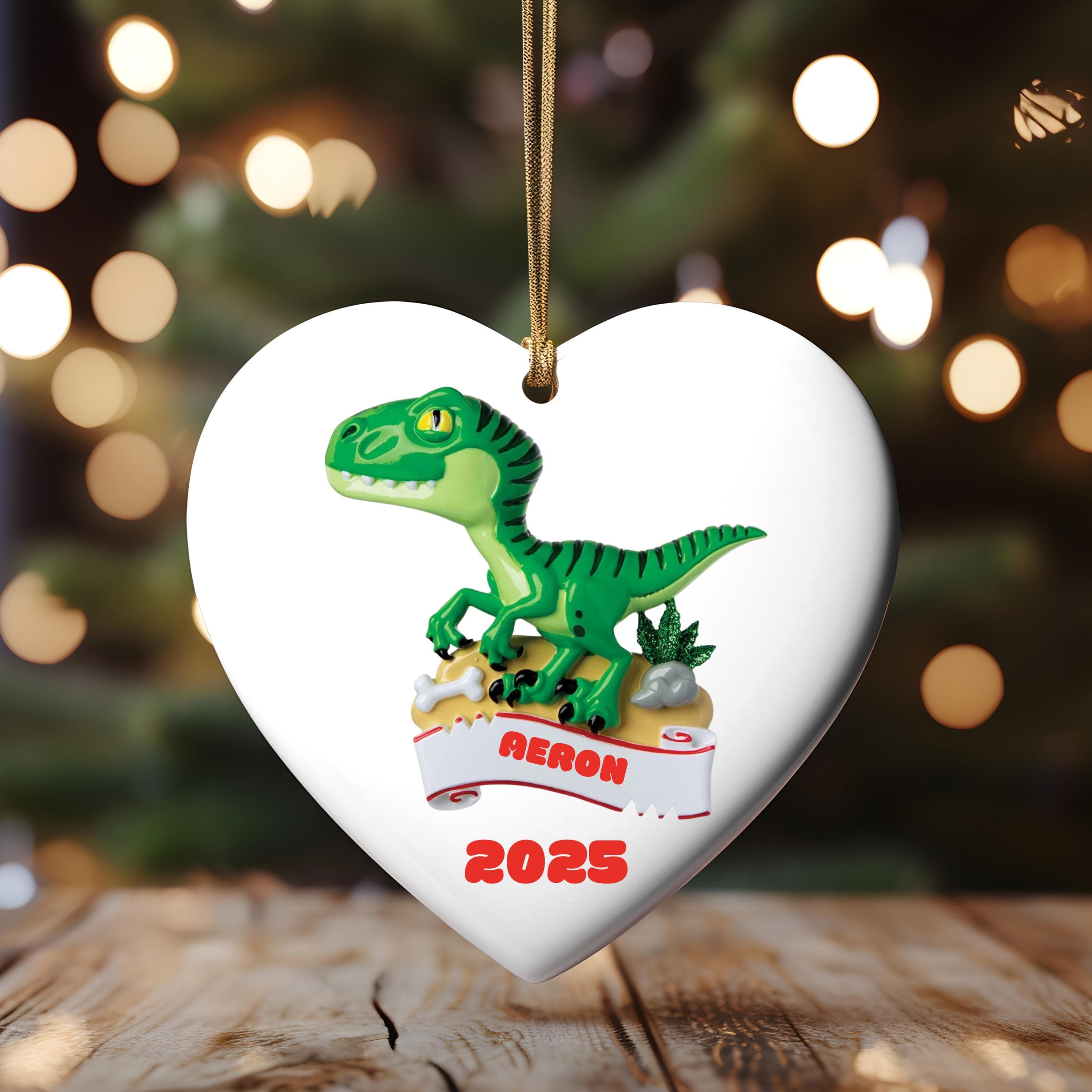 Green Dinosaurs Kids Christmas 2025 Gifts - Personalized Christmas Ornament 2025 -Dino Gift for Child Family Custom 2025 Christmas Ornament - image 3