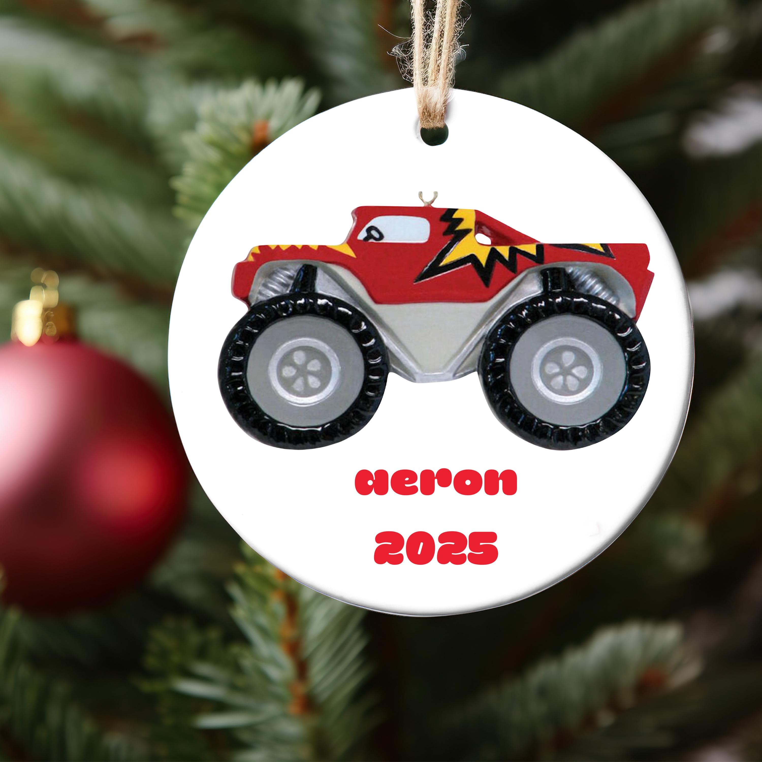 Red General Monster Truck, Monster Jam for Kids, Gift for Kids, Custom 2025 Christmas Tree Ornaments, Personalized New Monster Truck