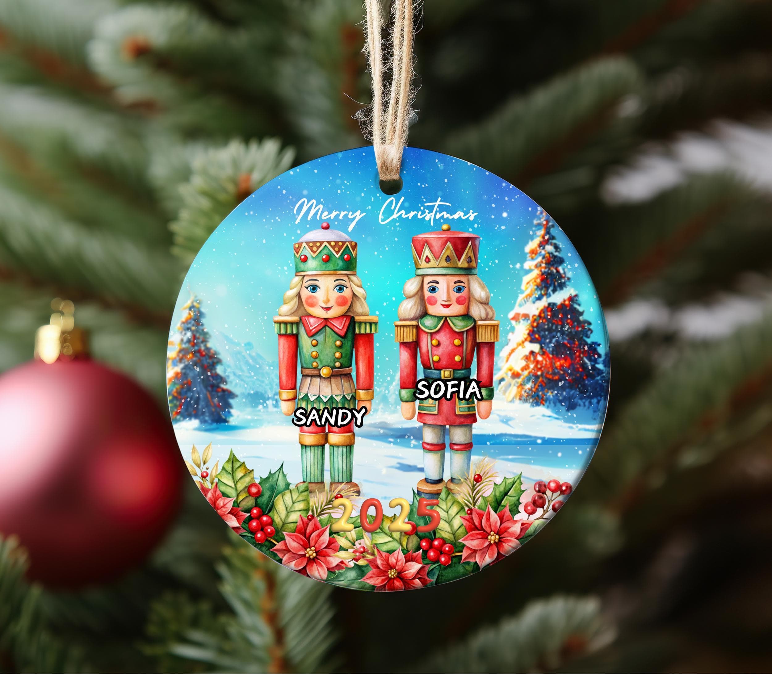 Christmas Nutcracker Family Ornament, Christmas Decor, Festive Tree Ornament, Holiday Gift, Vintage Style Nutcracker Family Ornament