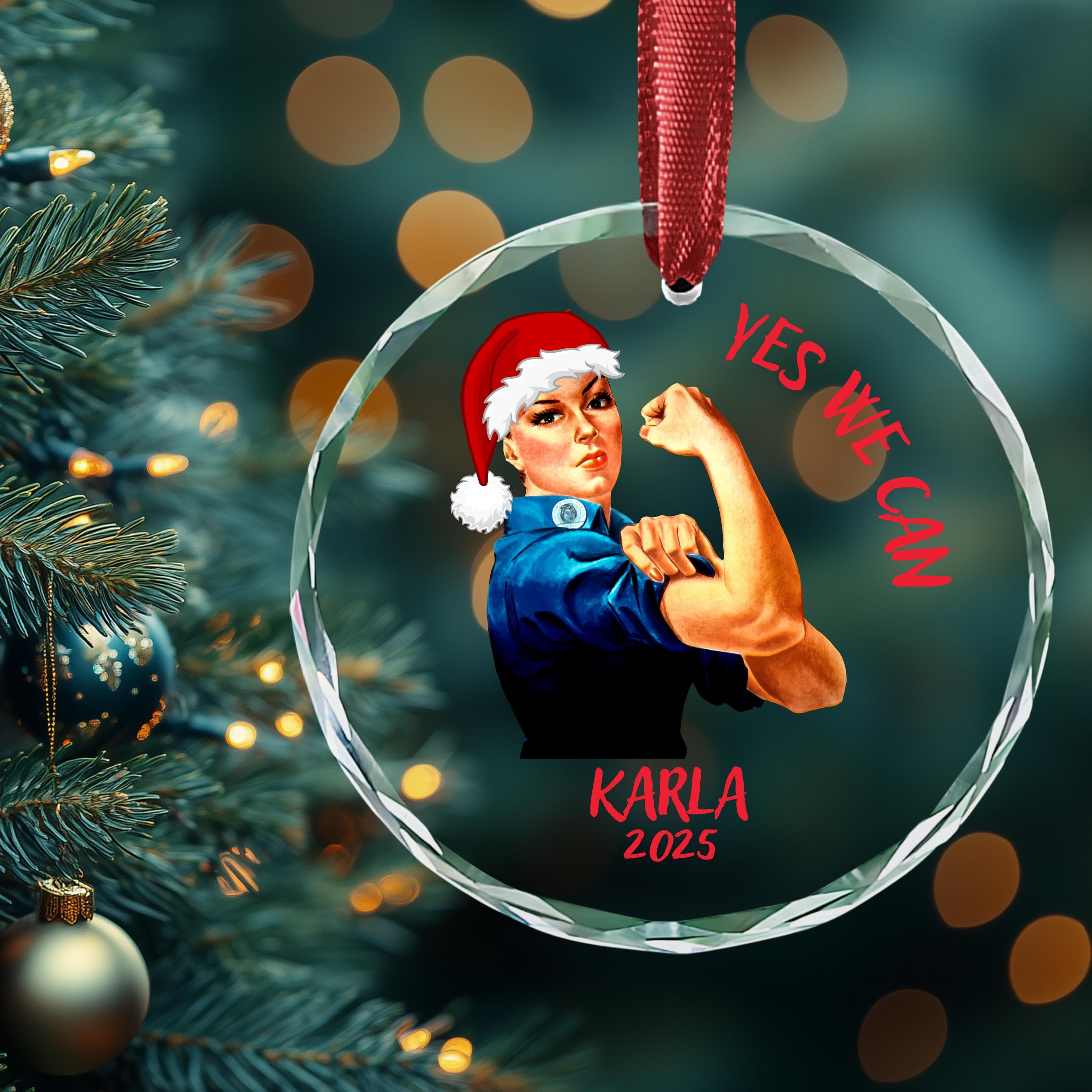 Personalized Girl Power  Christmas Ornament, Yes We Can Ornament - image 5