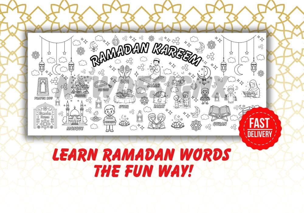 Ramadan Coloring Poster for Kids, Ramadan Activity Kids, Ramadan Gift for Kids, Islamic Coloring Art, Ramadan Kareem Poster - image 4