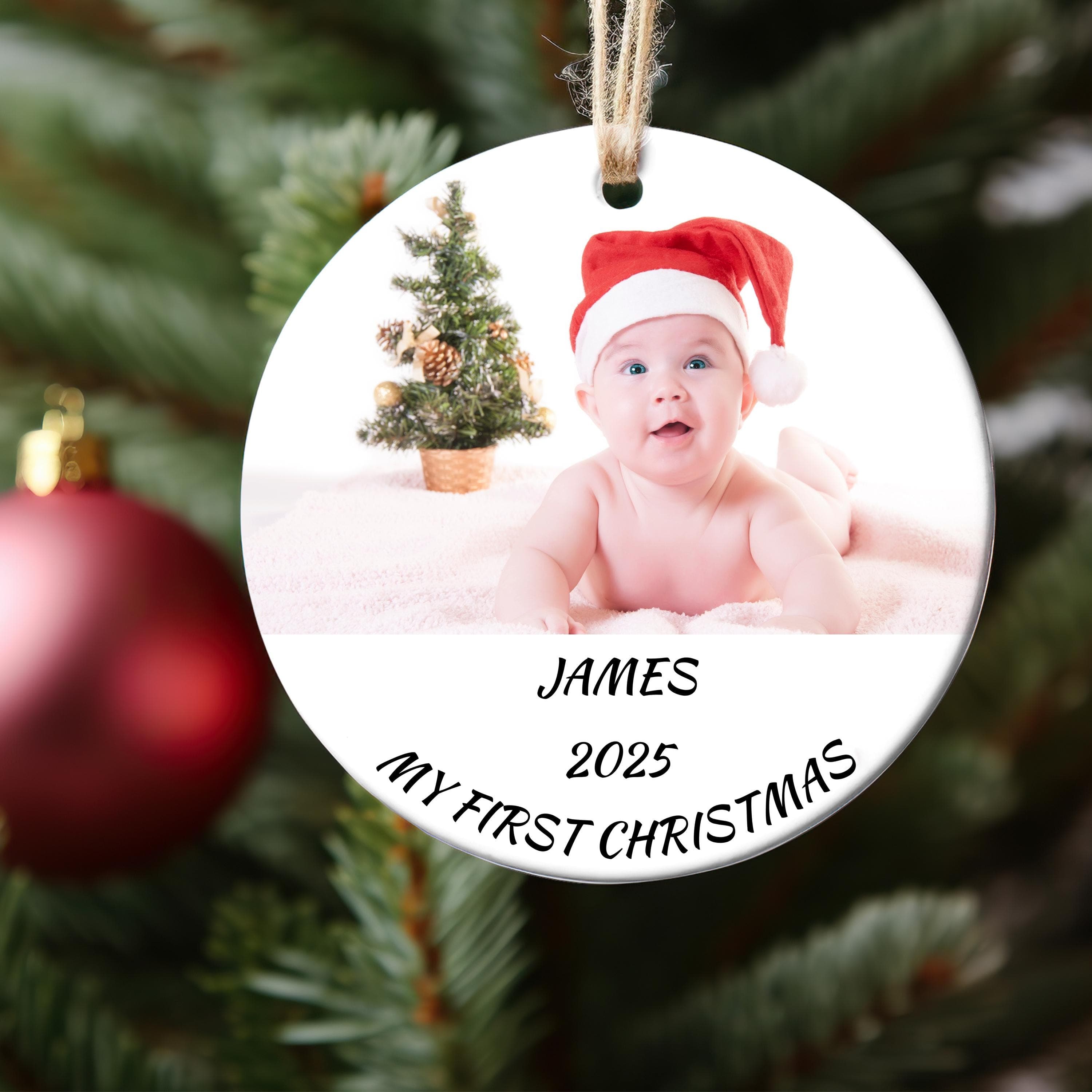 Baby First Christmas 2025 Ceramic Ornament, Holiday Gift, Christmas Decor, Newborn Gift, Christmas Ornament, Door Ornament