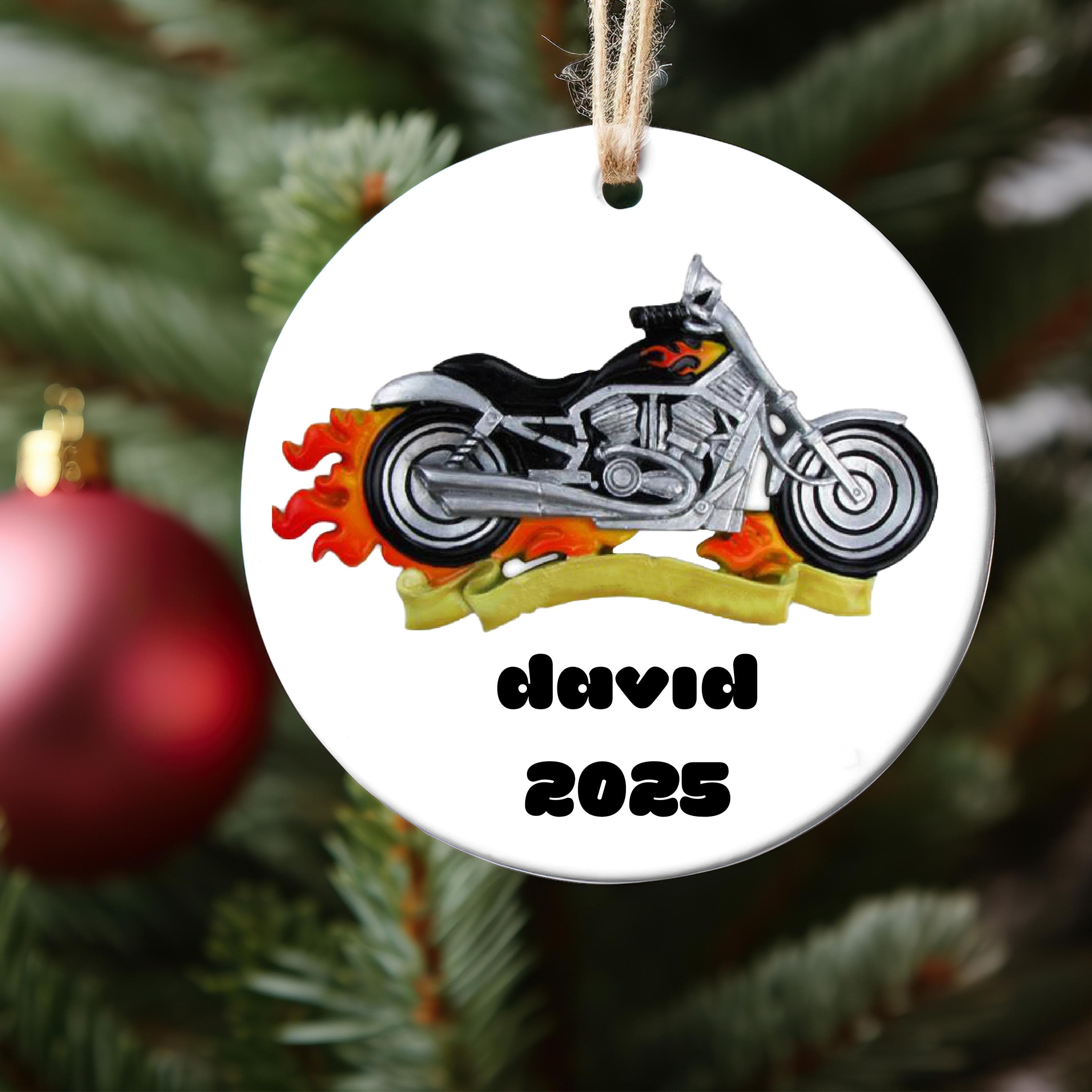 Harley Motorcycle Ornament Kids Christmas Gifts 2025, Motorcycle with Name Ornament, Dad Boy Gift 2025 Christmas Ornament, Free Personalize