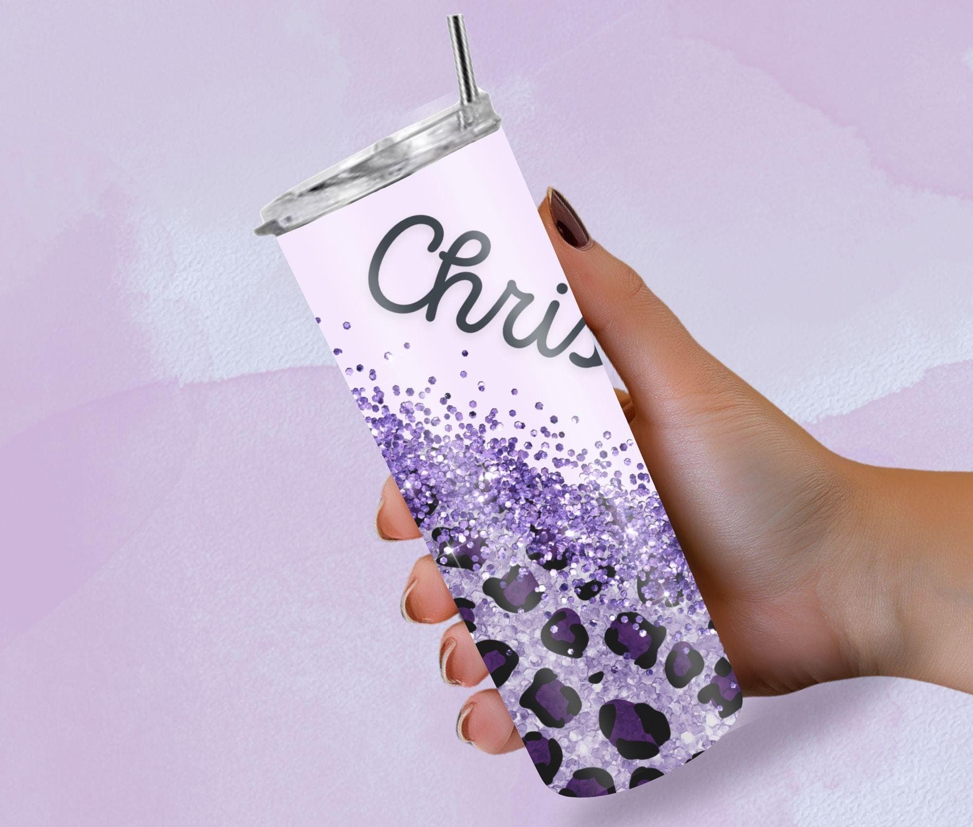 Personalized Leopard Tumbler, Cheetah Tumbler, Customized Glitter Tumbler for Her, Personalized Leopard Travel Mugs, Cheetah Tumbler