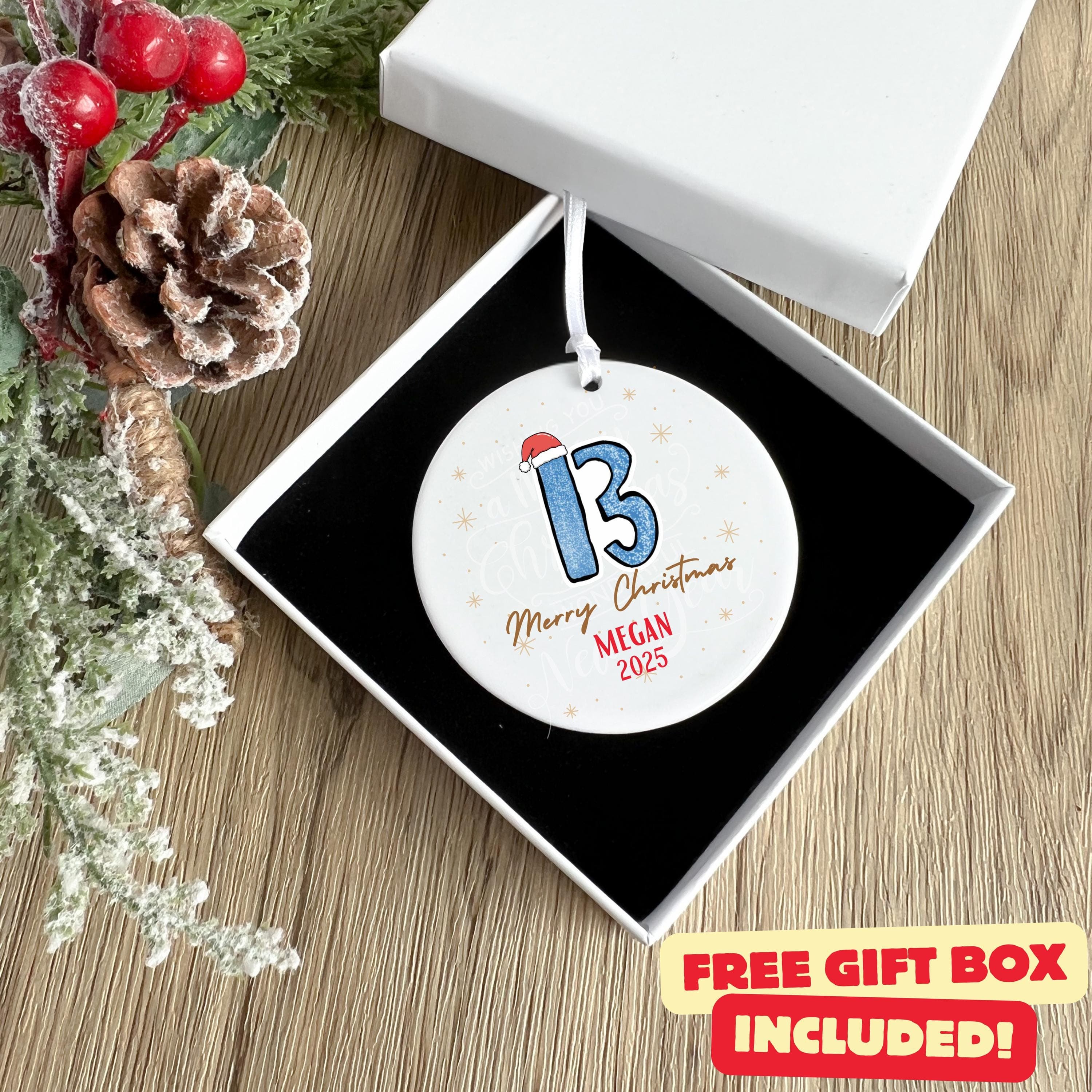 Personalized 13 Christmas Ornament, Custom 13 Keepsake, 13 Lucky Number Ornament - image 4