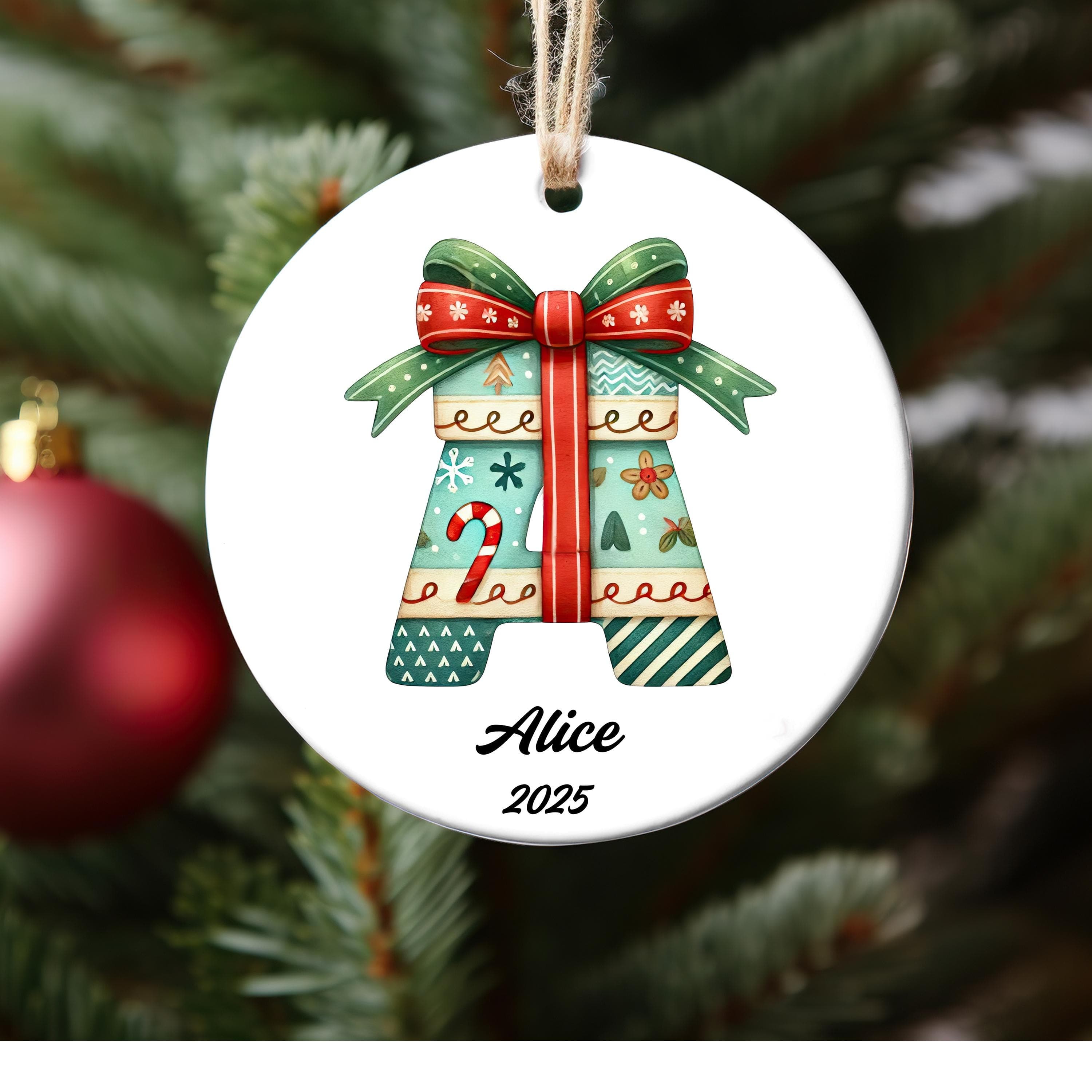 Alphabet Letter Ornament, Personalized Initial Decoration, Monogram Christmas Ornament, Holiday Gift, Custom Tree Decor