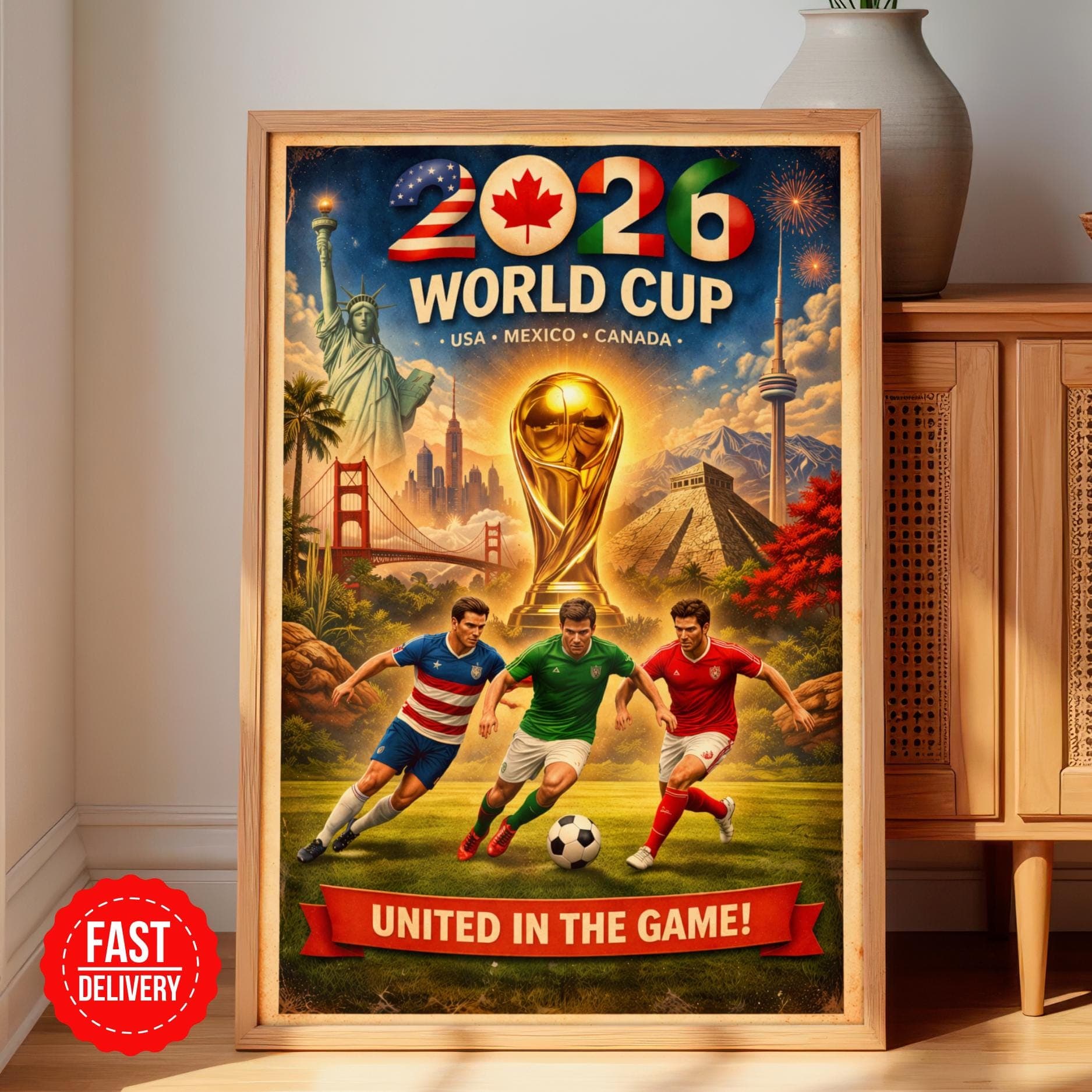 World Cup Poster Print 2026, Soccer Football World Cup Poster 2026, Soccer Gift, Soccer Wall Art, Vintage World Cup Soccer Poster