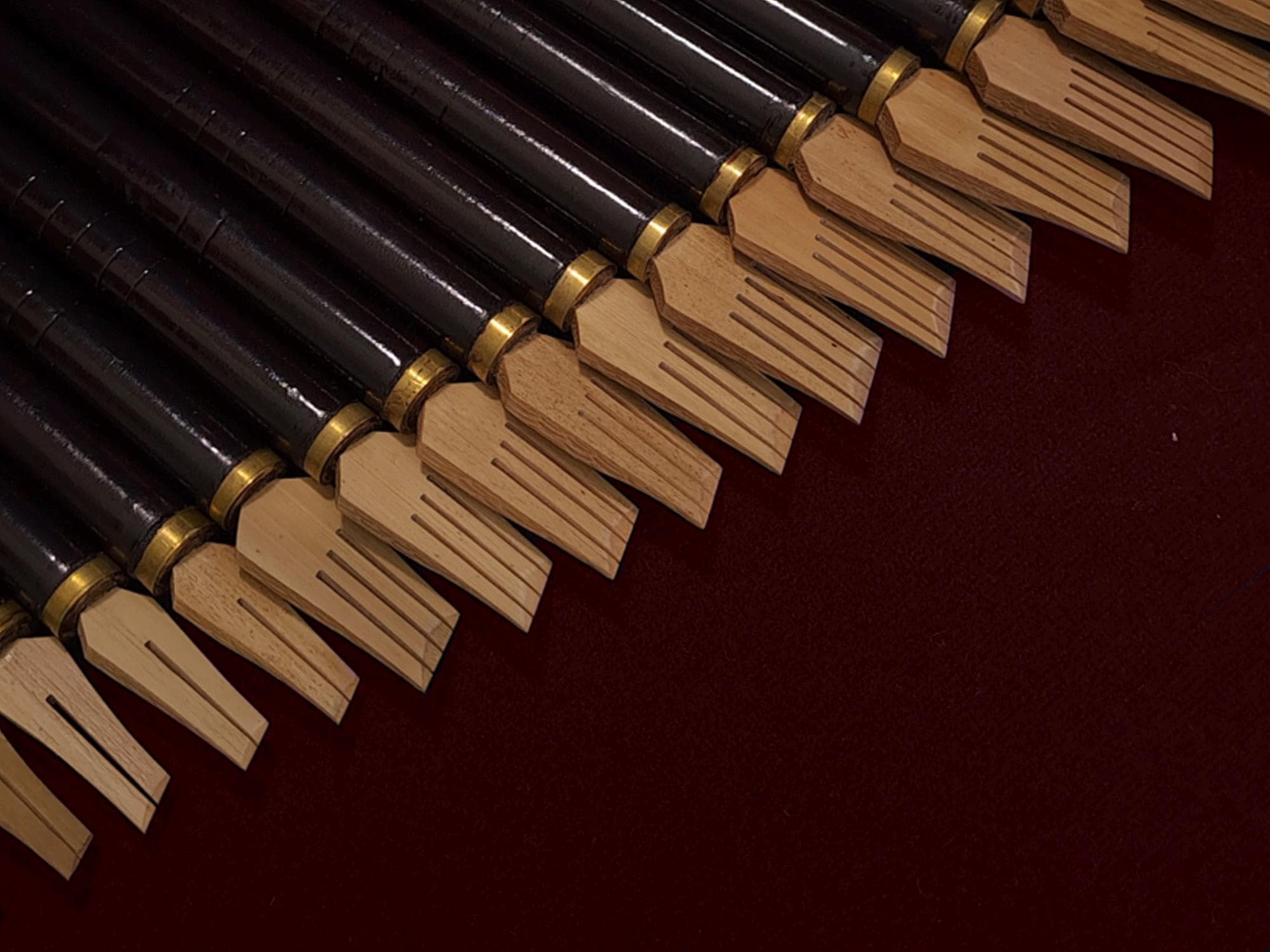 Indonesian handmade bamboo pen for artistic calligraphy with visible natural grain texture