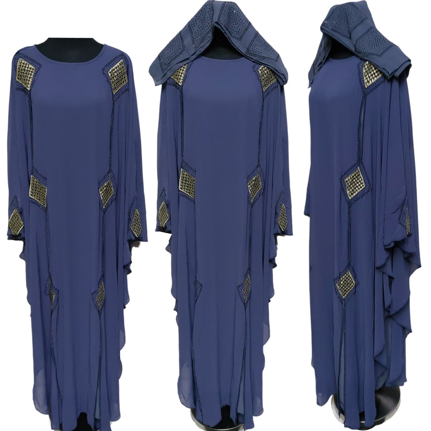 Luxury Women Grey Embroidery Abaya