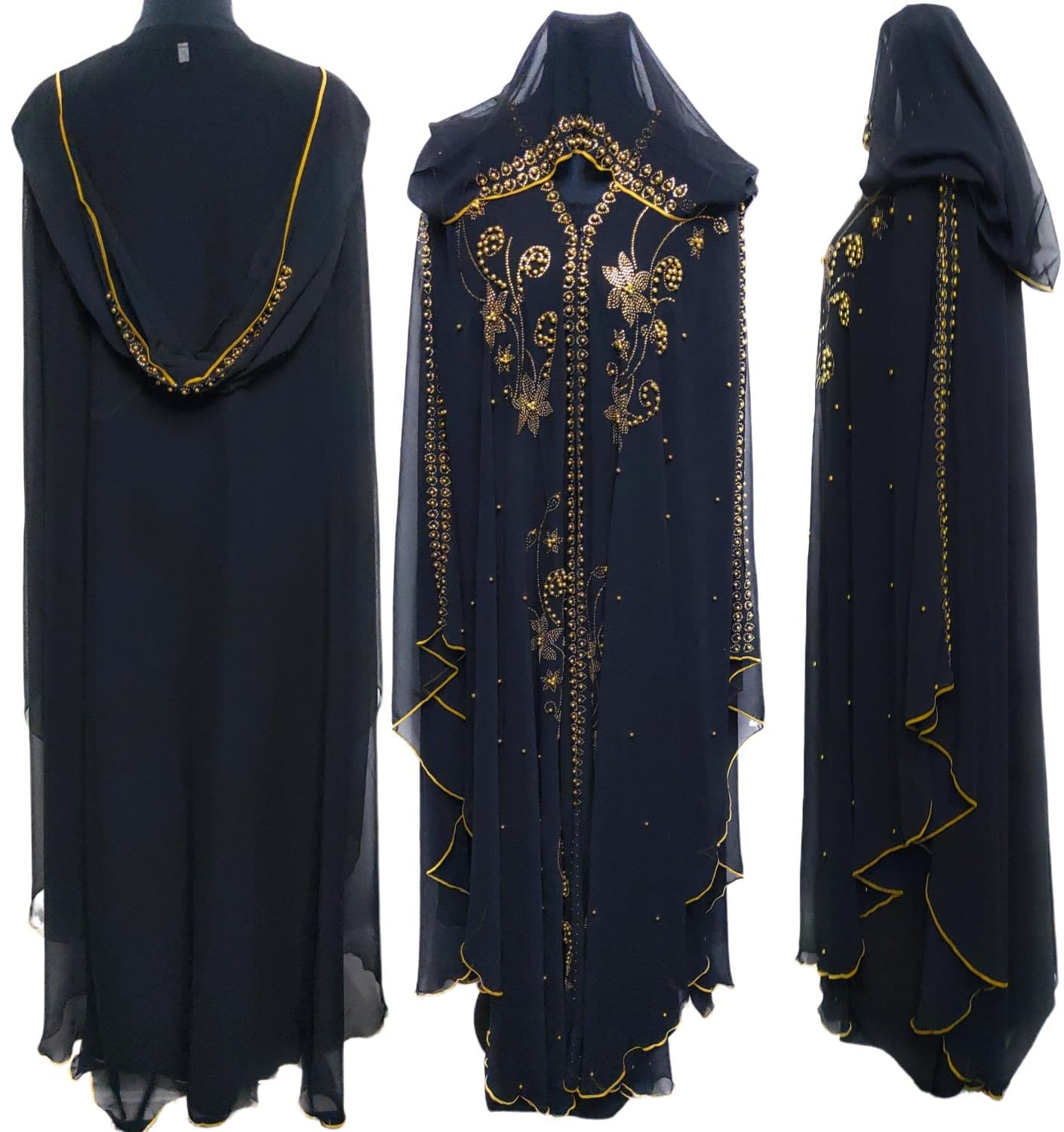 Classic Women Black Abaya Jilbab Farasha With Hood