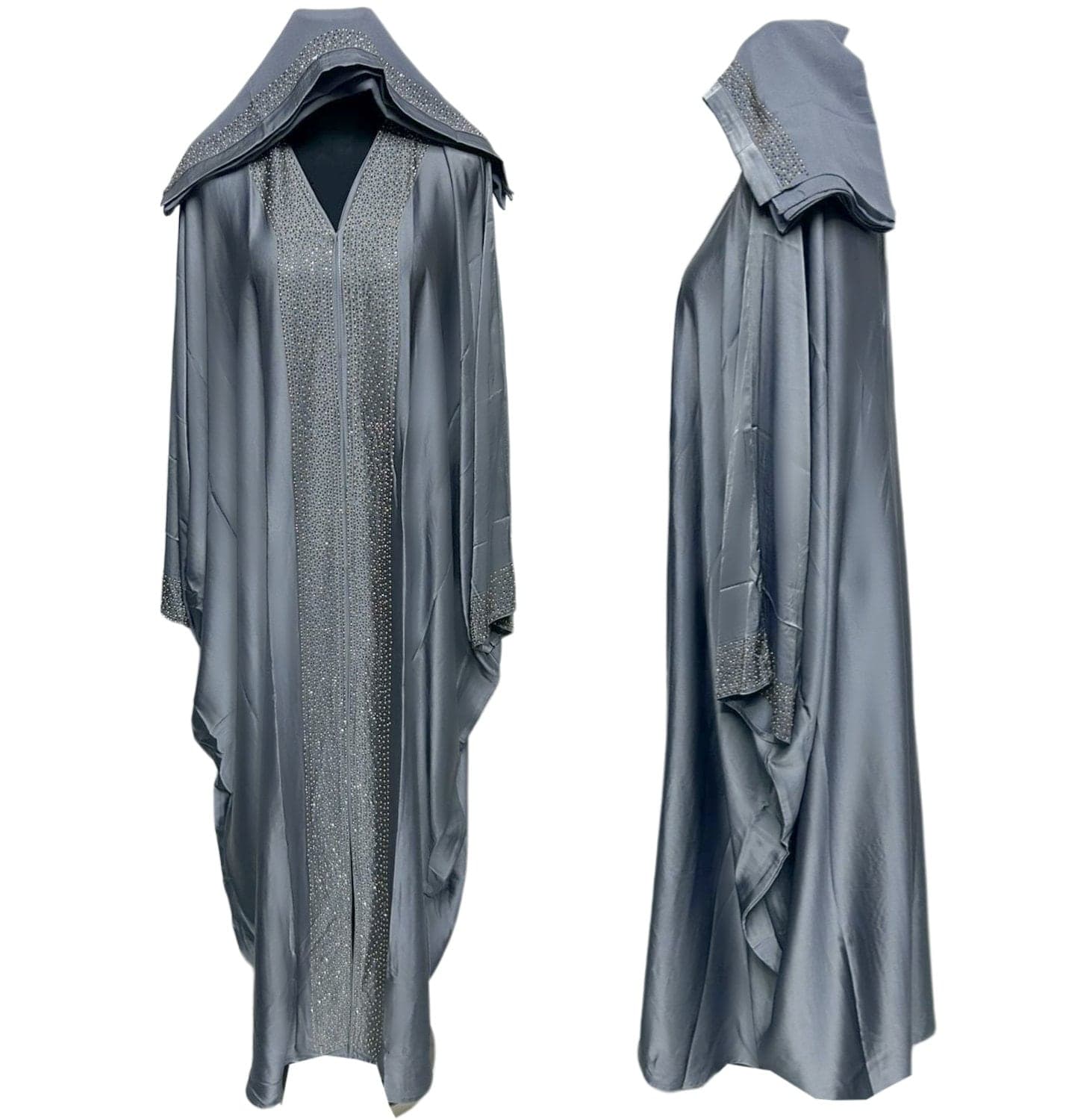 Luxury Women Satin Stone Works Abaya Jalabiya Arab Long Dress