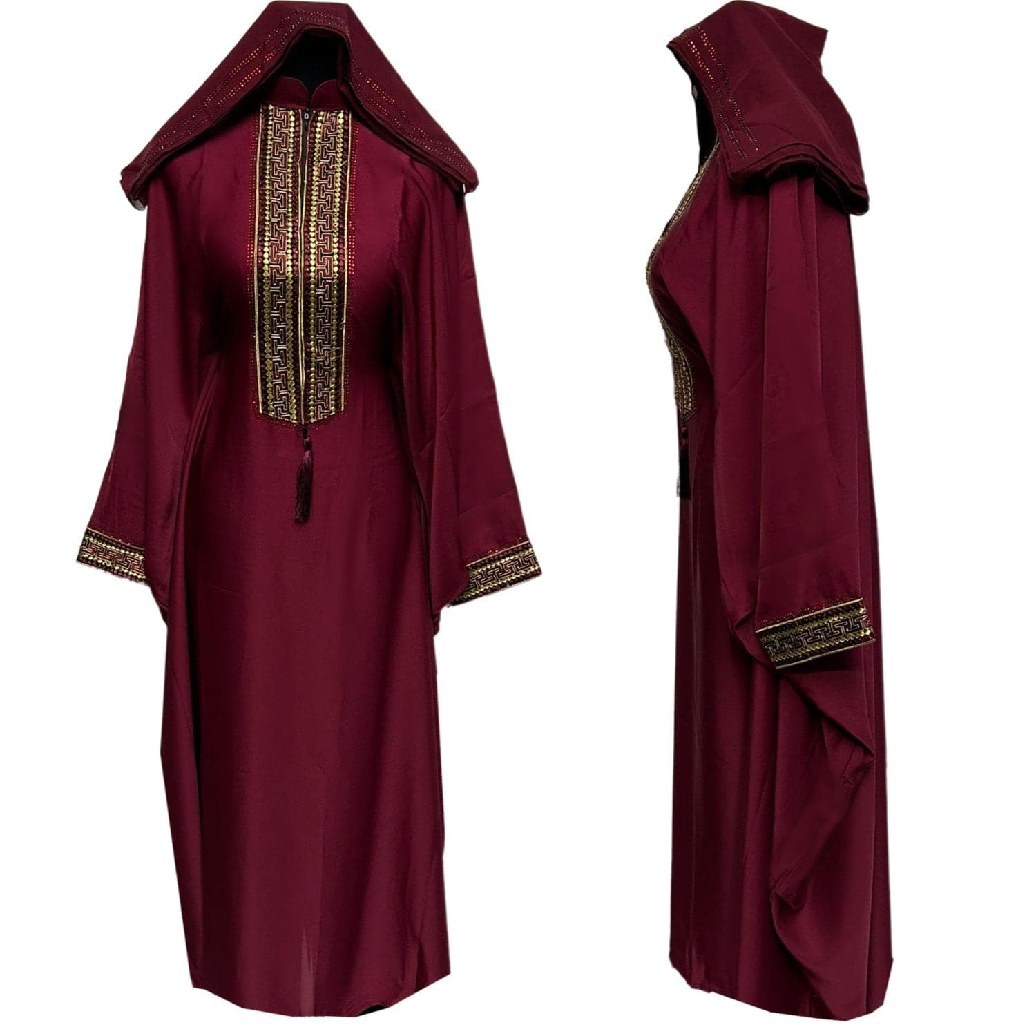 Women Batwing Abaya Farasha Jalabiya Arab Dress With Stone Works