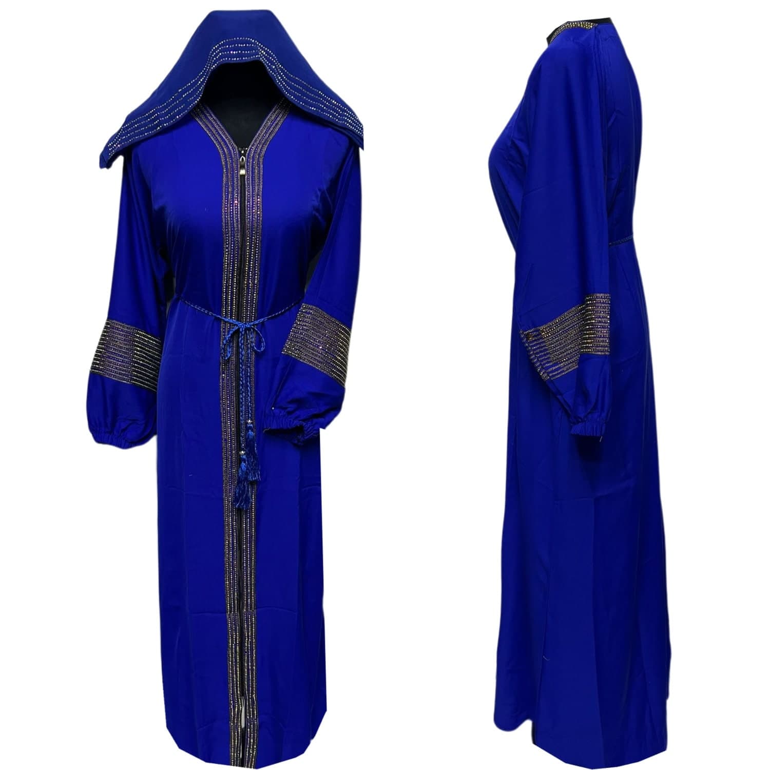 Open Front Abaya Jalabiya Arab Long Dress with stone works