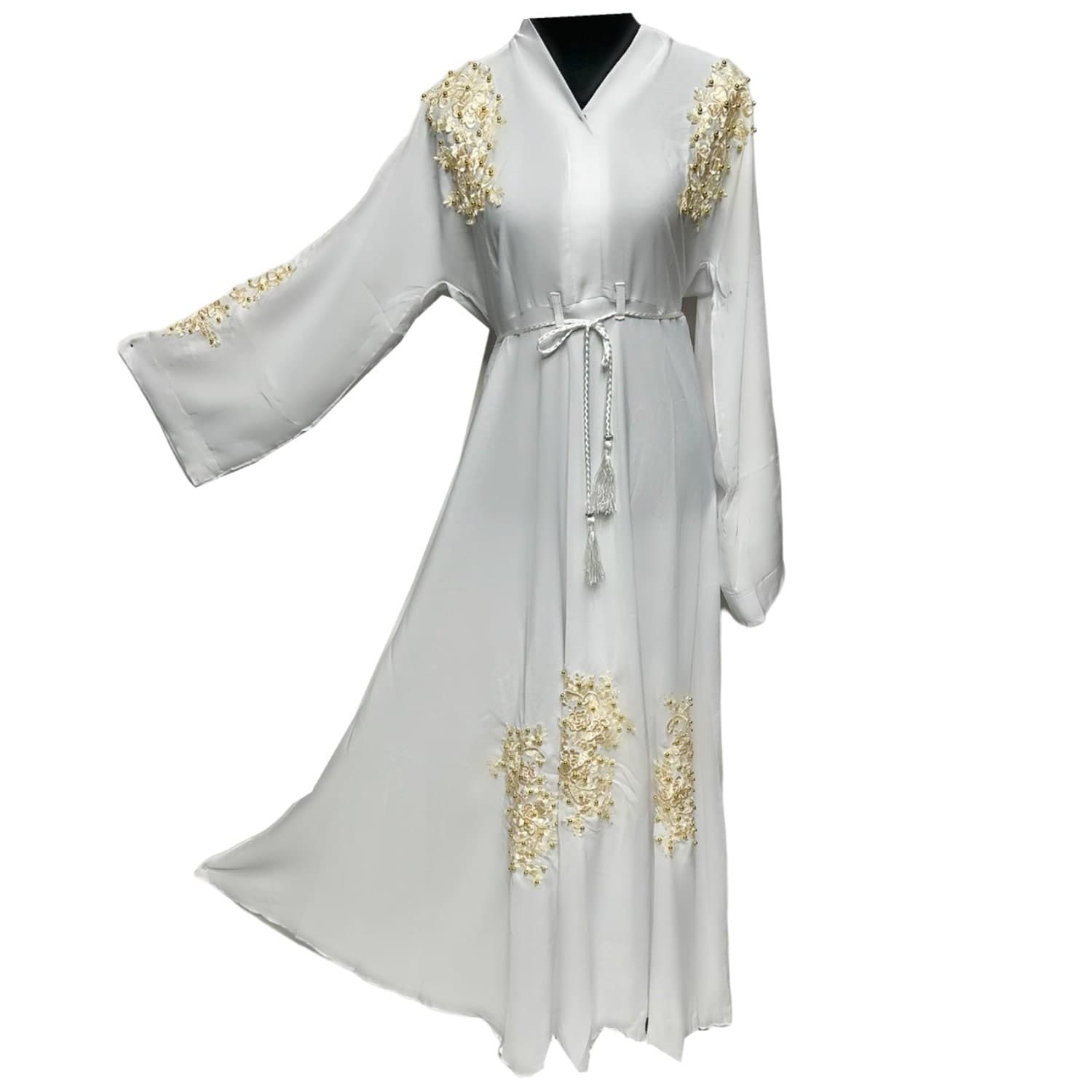 Women's White Nida Umbrella Abaya Jalabiya long dress - image 5