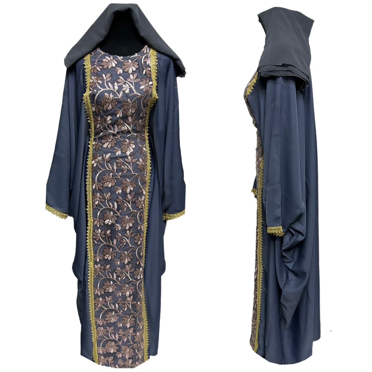 Women Butterfly Abaya Jalabiya Arab Dress With Lace Sequin