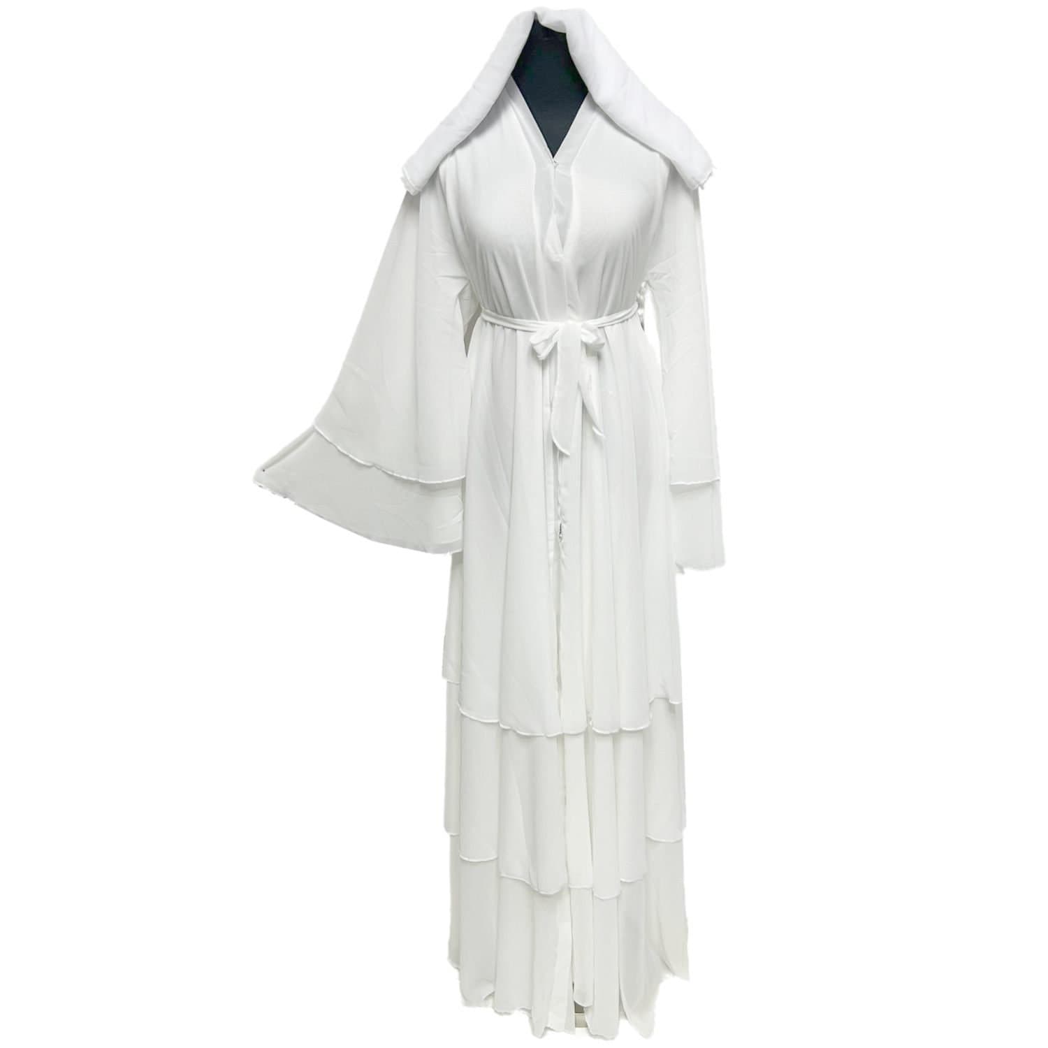 Women's off White Open Front Chiffon Abaya Jalabiya long dress - image 5