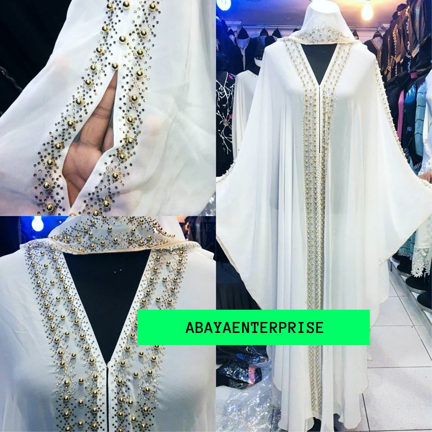 Latest Design Women off white Chiffon Abaya Jilbab Farasha