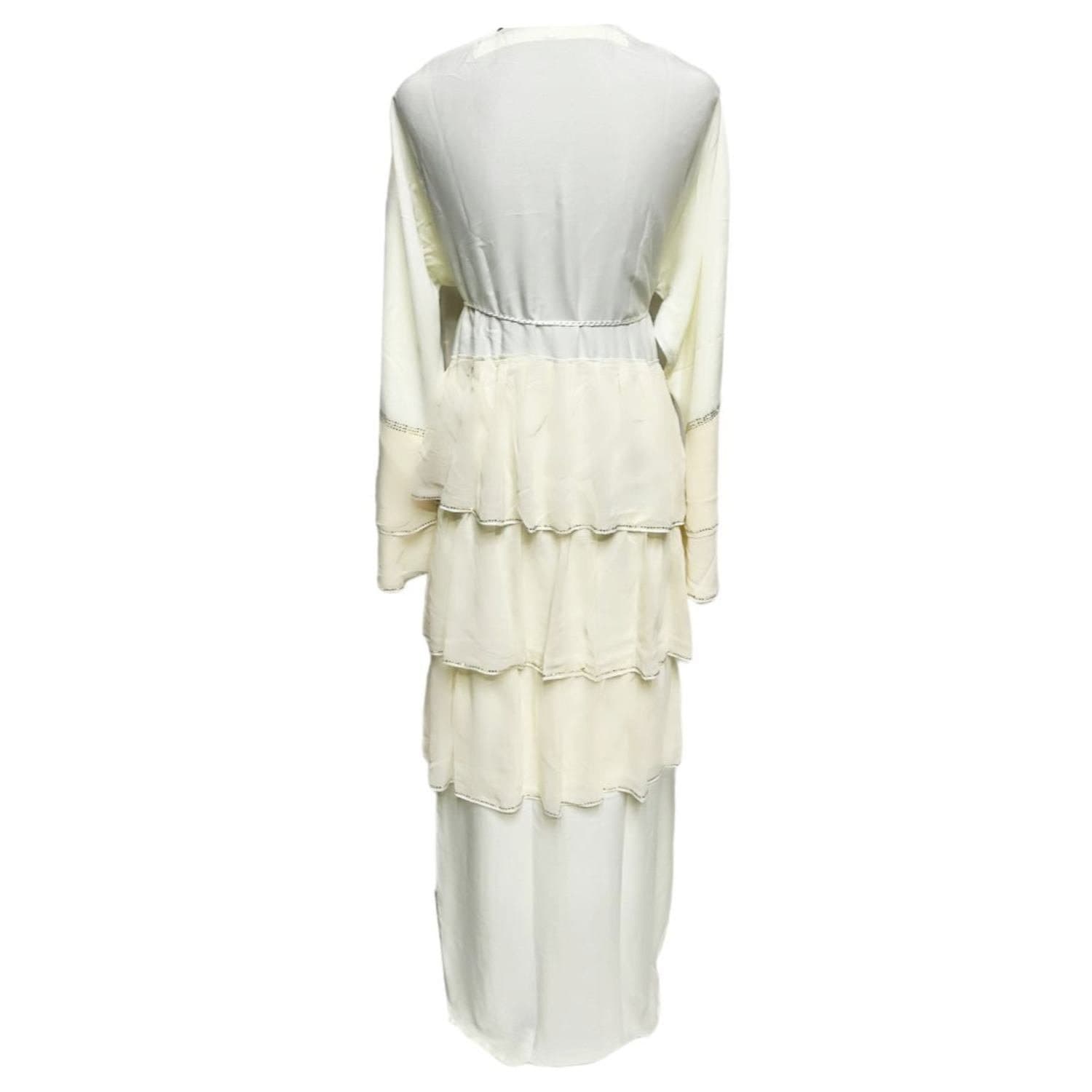 Latest Design Women Cream Frill Abaya Farasha Jalabiya Arab Dress - image 5