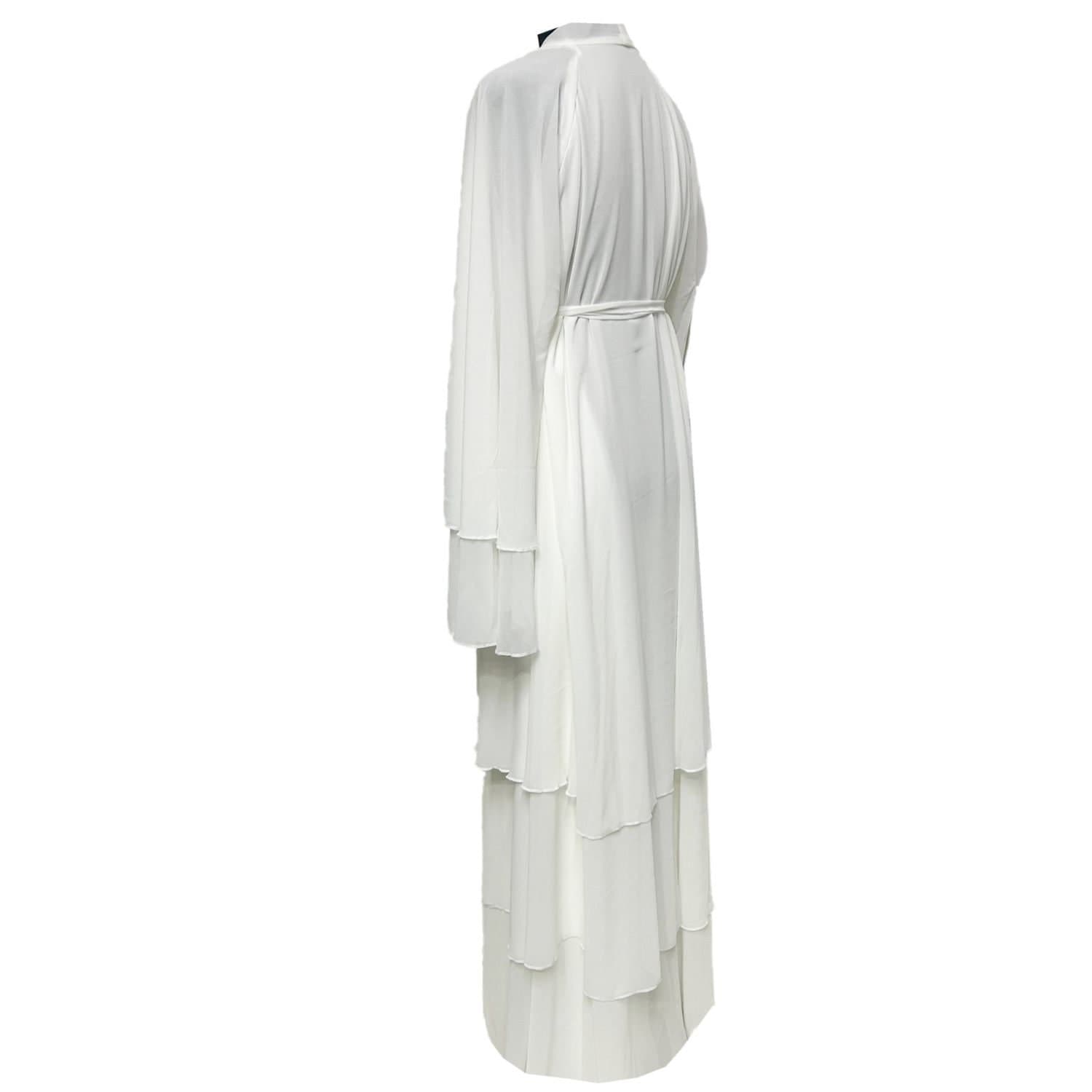 Women's off White Open Front Chiffon Abaya Jalabiya long dress - image 4